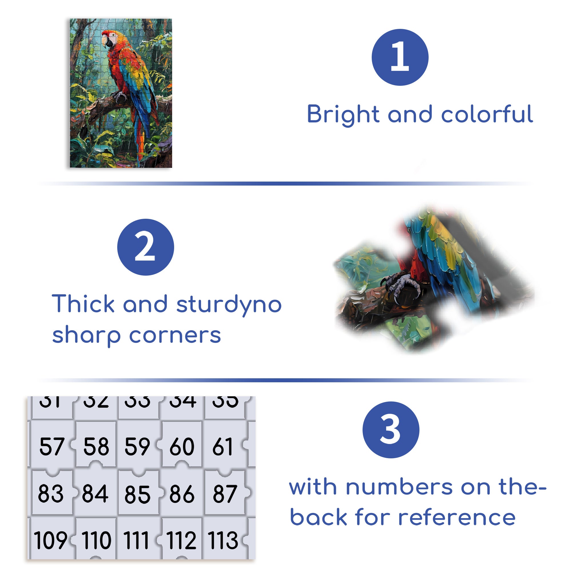 Macaw 500pcs/1000pcs Jigsaw Puzzle, Scratch-Resistant, Interactive Family Game & Brain-Boosting DIY Decor, Perfect for Halloween, Christmas & New Year Gifts, Family Puzzle Game