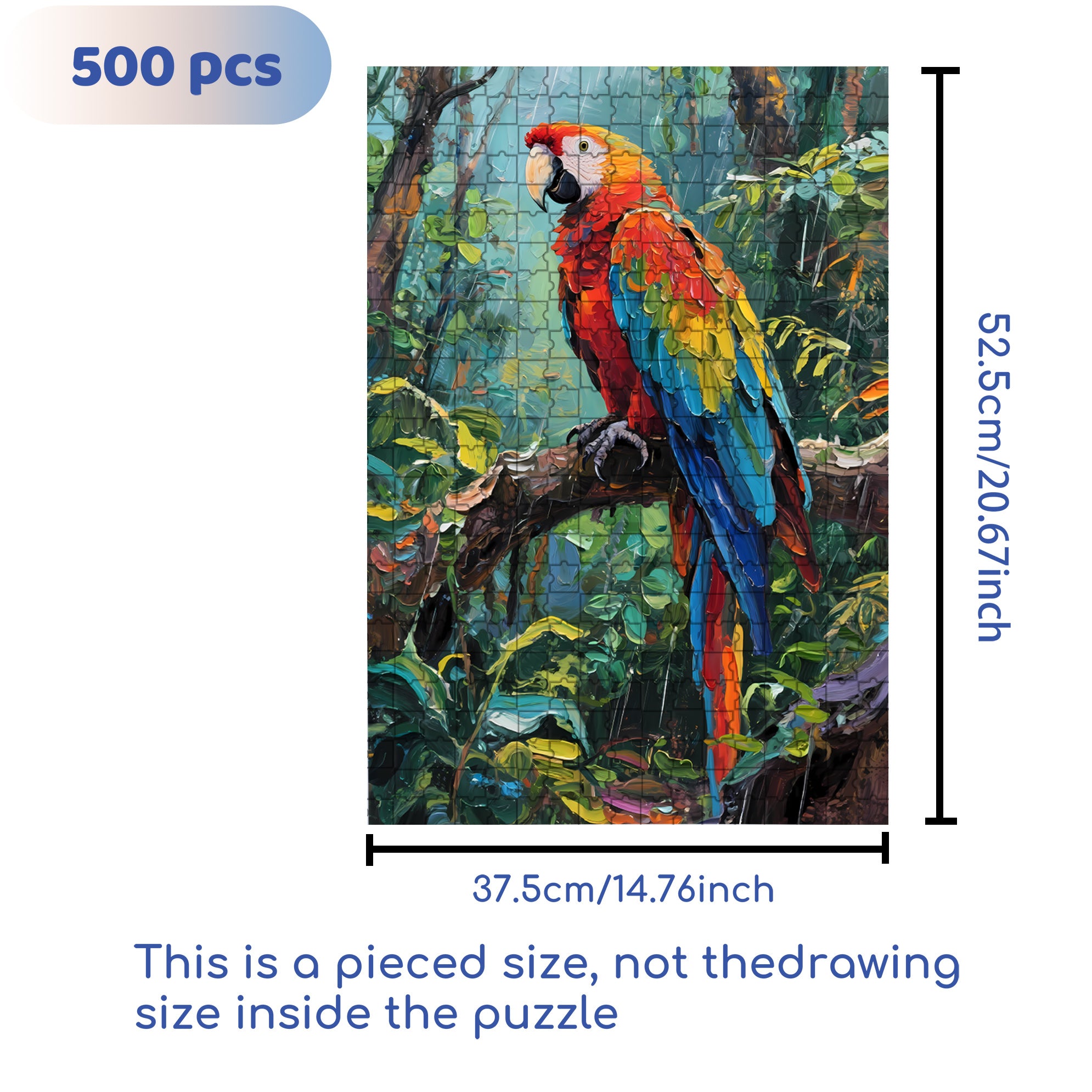 Macaw 500pcs/1000pcs Jigsaw Puzzle, Scratch-Resistant, Interactive Family Game & Brain-Boosting DIY Decor, Perfect for Halloween, Christmas & New Year Gifts, Family Puzzle Game