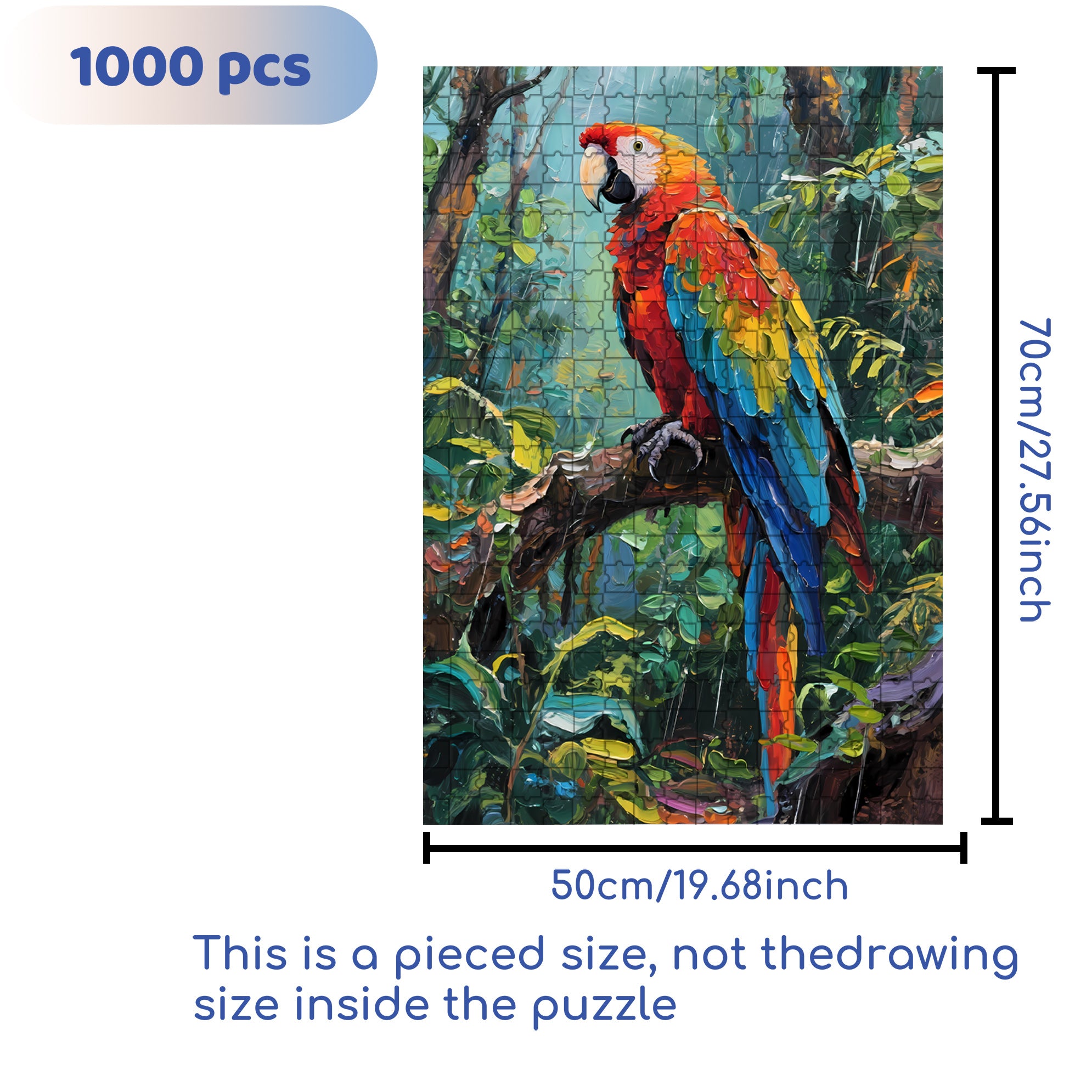 Macaw 500pcs/1000pcs Jigsaw Puzzle, Scratch-Resistant, Interactive Family Game & Brain-Boosting DIY Decor, Perfect for Halloween, Christmas & New Year Gifts, Family Puzzle Game
