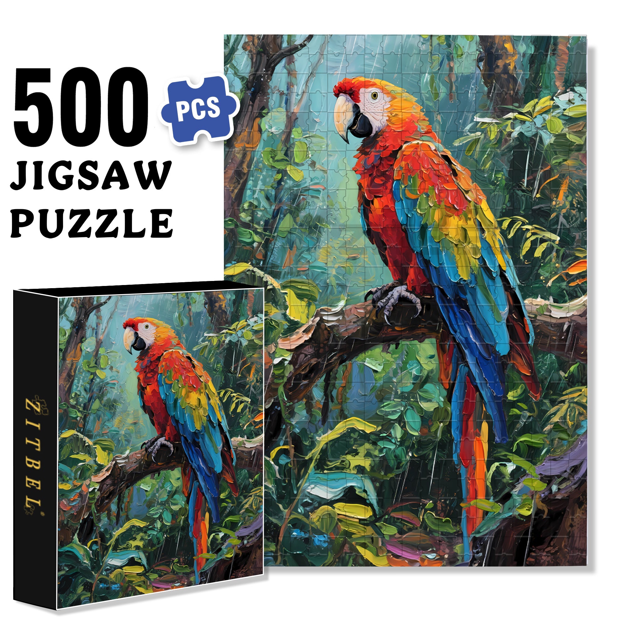 Macaw 500pcs/1000pcs Jigsaw Puzzle, Scratch-Resistant, Interactive Family Game & Brain-Boosting DIY Decor, Perfect for Halloween, Christmas & New Year Gifts, Family Puzzle Game
