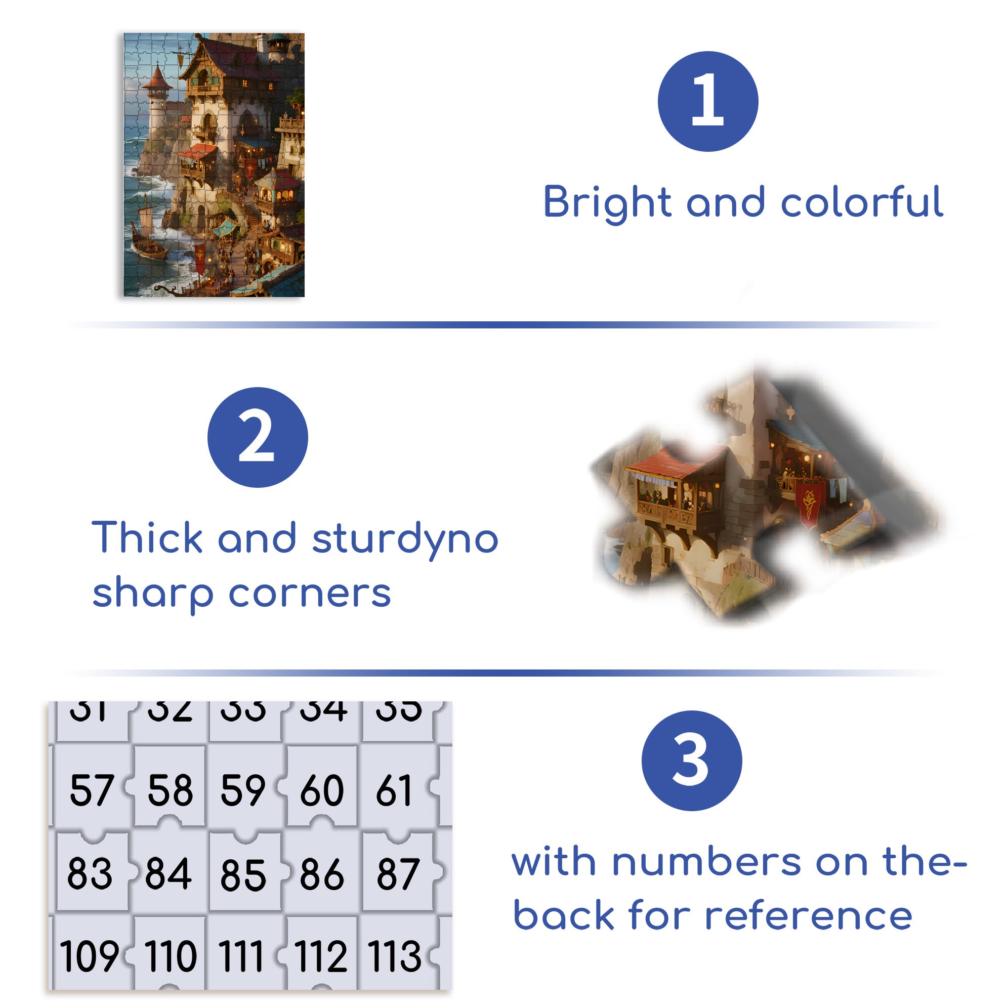 Medieval Town 500pcs/1000pcs Jigsaw Puzzle, Scratch-Resistant, Interactive Family Game & Brain-Boosting DIY Decor, Perfect for Halloween, Christmas & New Year Gifts, Family Puzzle Game