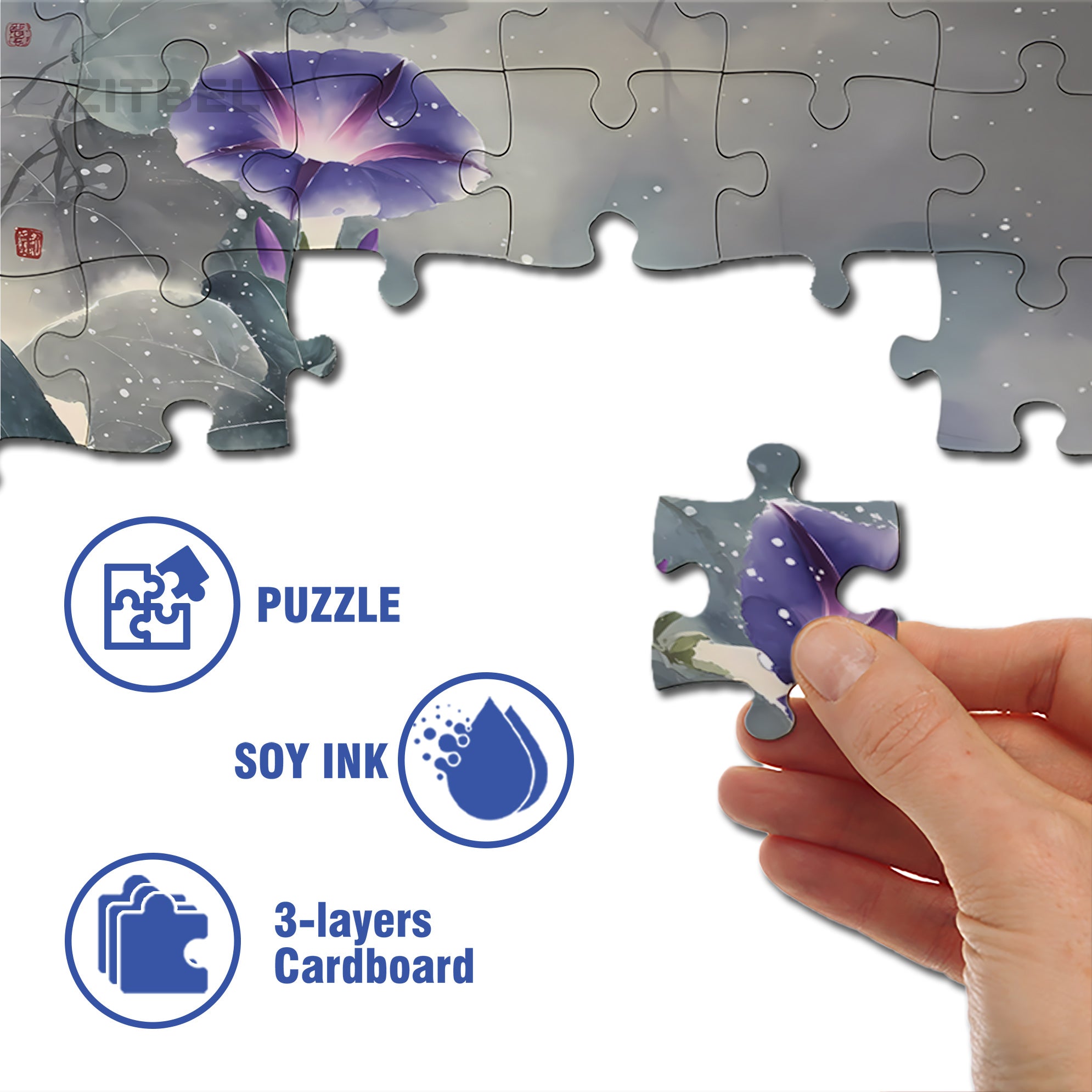 Morning Glory 500pcs/1000pcs Jigsaw Puzzle, Scratch-Resistant, Interactive Family Game & Brain-Boosting DIY Decor, Perfect for Halloween, Christmas & New Year Gifts, Family Puzzle Game