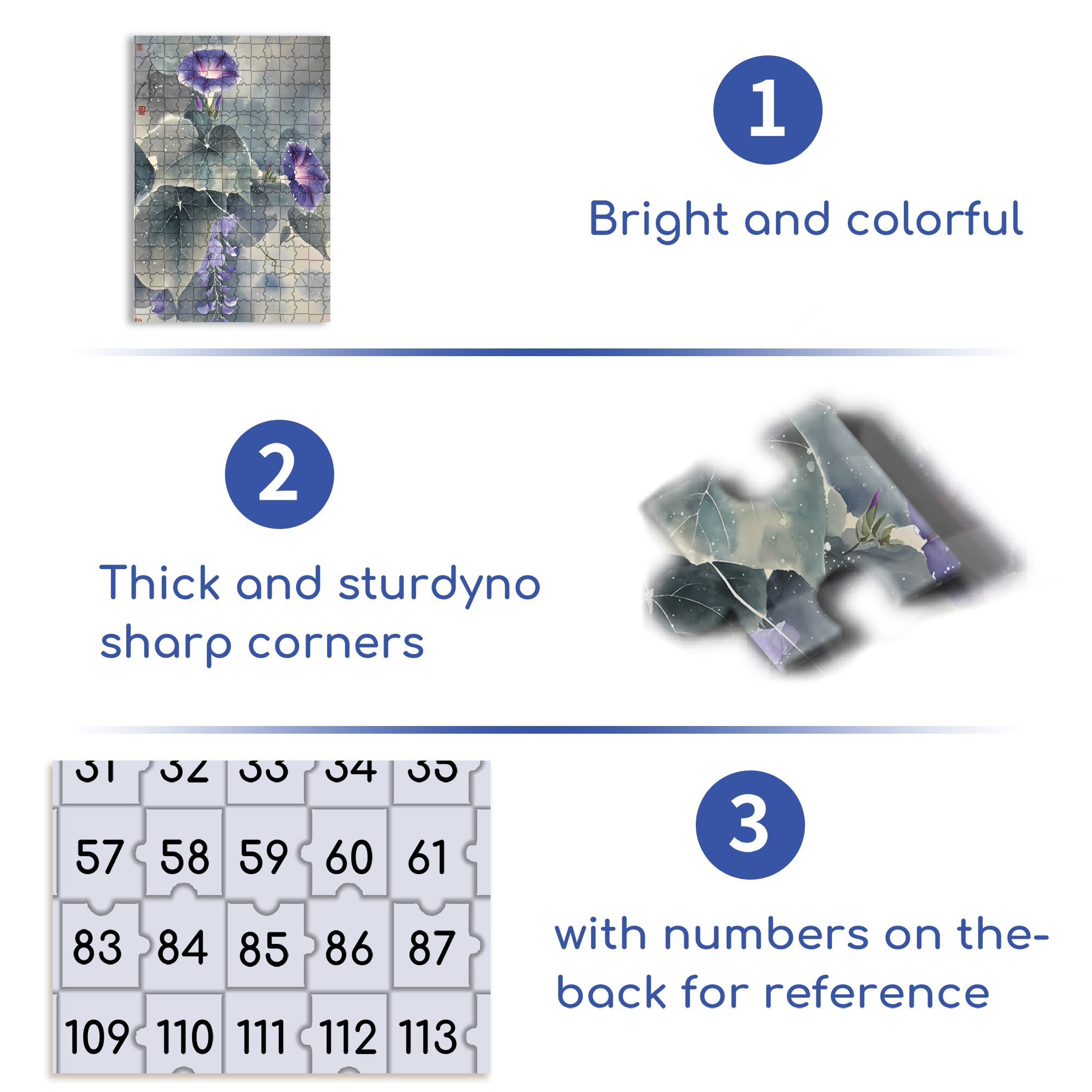 Morning Glory 500pcs/1000pcs Jigsaw Puzzle, Scratch-Resistant, Interactive Family Game & Brain-Boosting DIY Decor, Perfect for Halloween, Christmas & New Year Gifts, Family Puzzle Game