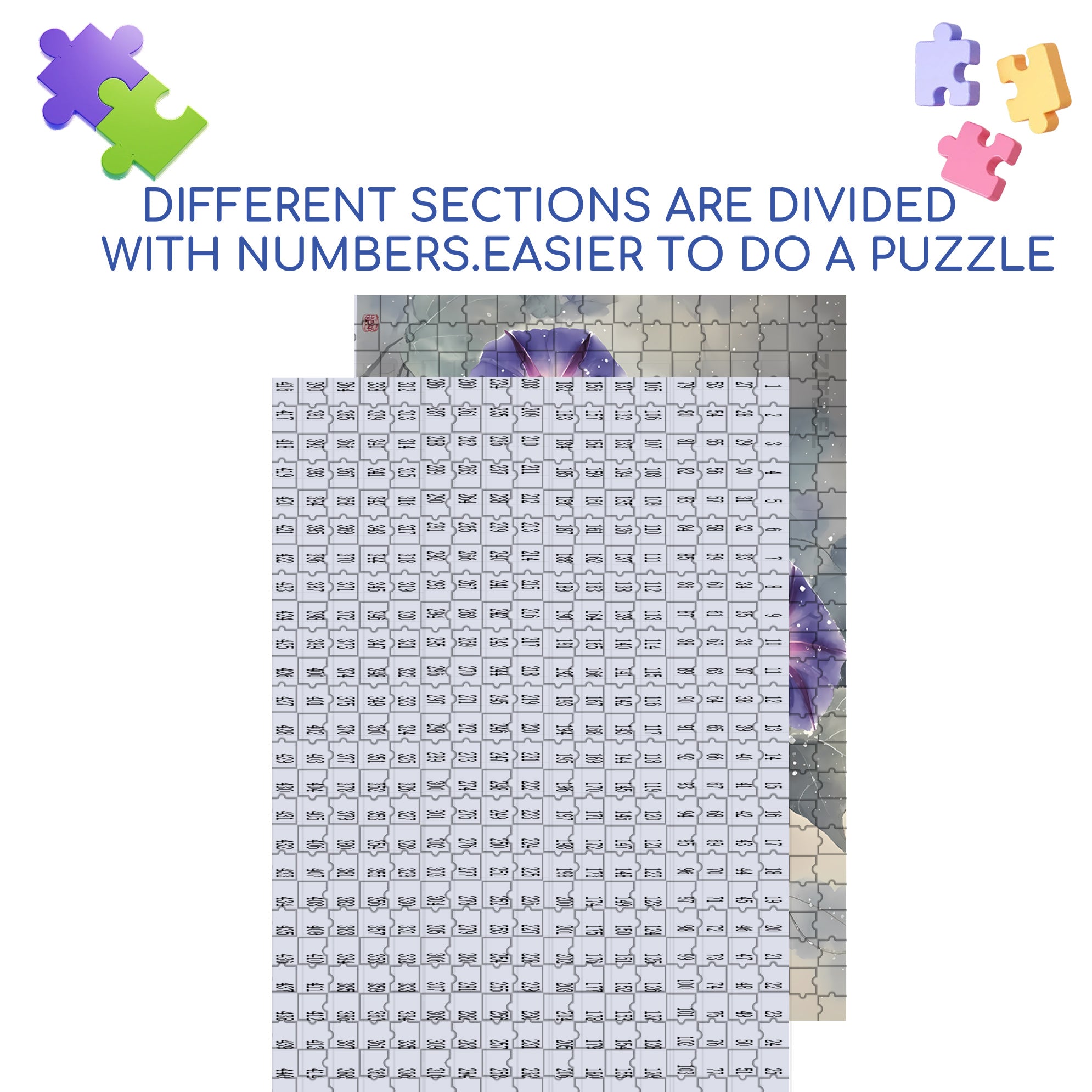 Morning Glory 500pcs/1000pcs Jigsaw Puzzle, Scratch-Resistant, Interactive Family Game & Brain-Boosting DIY Decor, Perfect for Halloween, Christmas & New Year Gifts, Family Puzzle Game