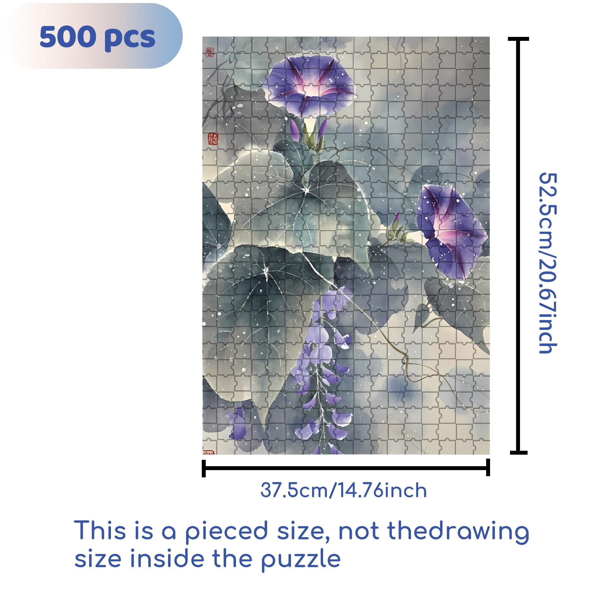Morning Glory 500pcs/1000pcs Jigsaw Puzzle, Scratch-Resistant, Interactive Family Game & Brain-Boosting DIY Decor, Perfect for Halloween, Christmas & New Year Gifts, Family Puzzle Game