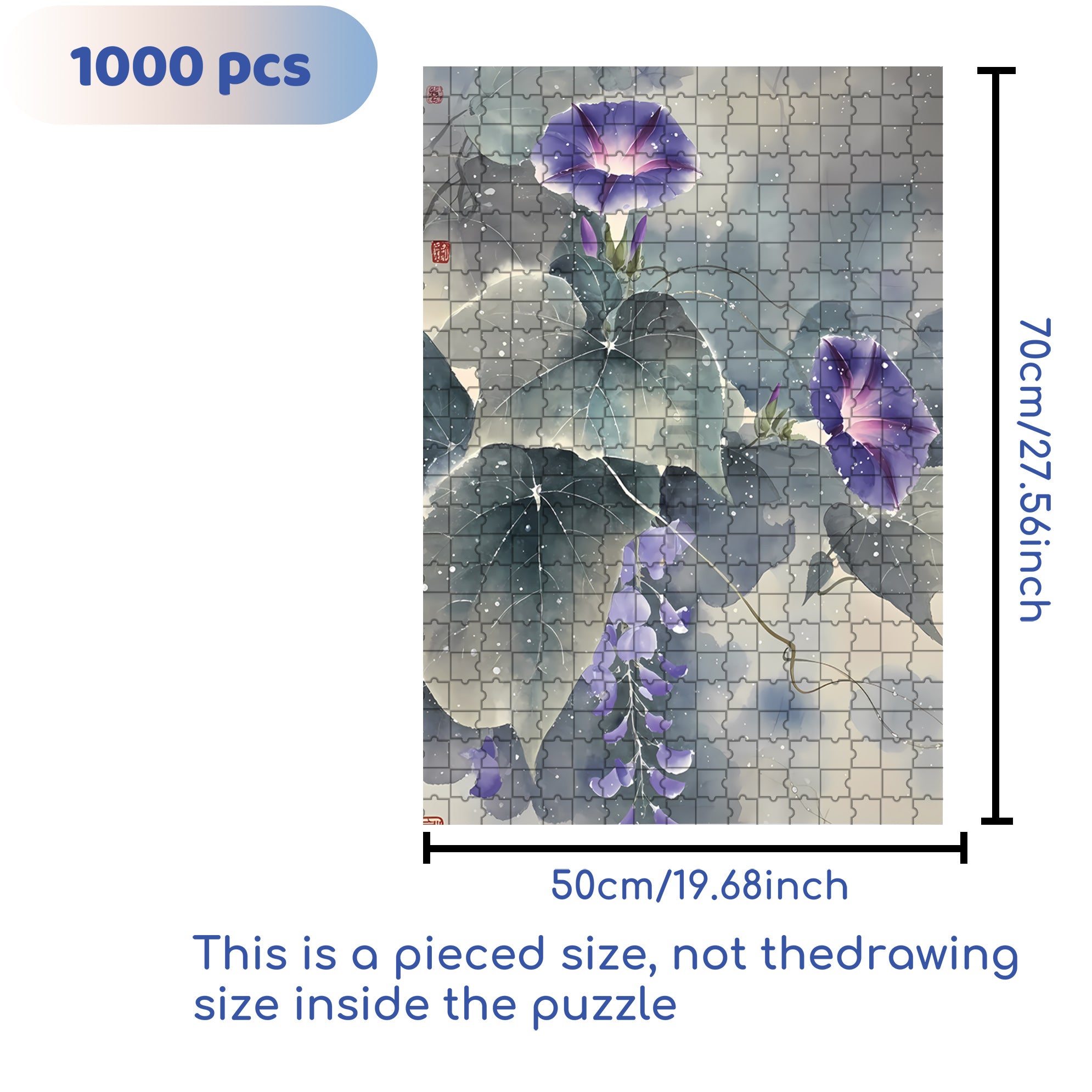 Morning Glory 500pcs/1000pcs Jigsaw Puzzle, Scratch-Resistant, Interactive Family Game & Brain-Boosting DIY Decor, Perfect for Halloween, Christmas & New Year Gifts, Family Puzzle Game