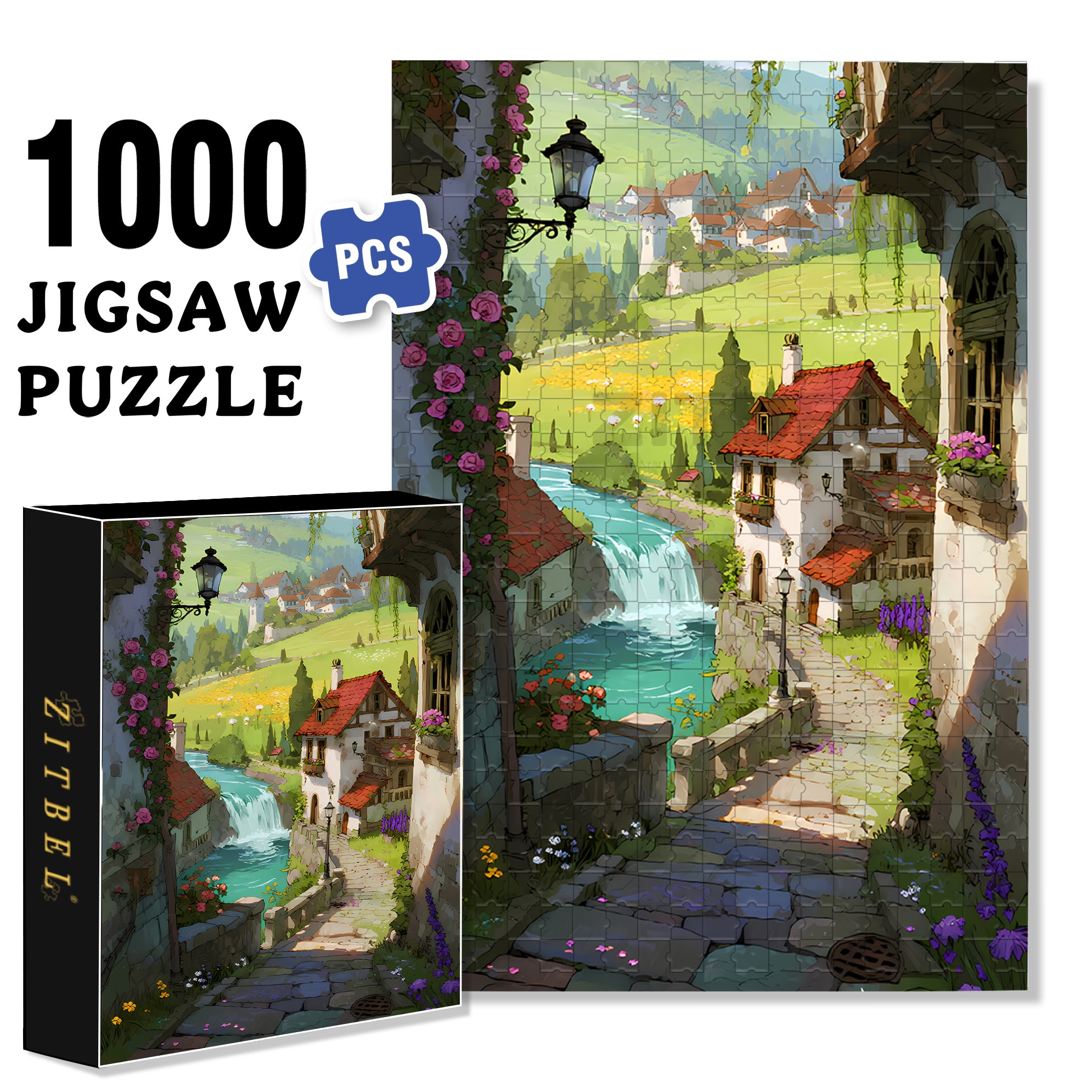 Mysterious Town 500pcs/1000pcs Jigsaw Puzzle, Scratch-Resistant, Interactive Family Game & Brain-Boosting DIY Decor, Perfect for Halloween, Christmas & New Year Gifts, Family Puzzle Game