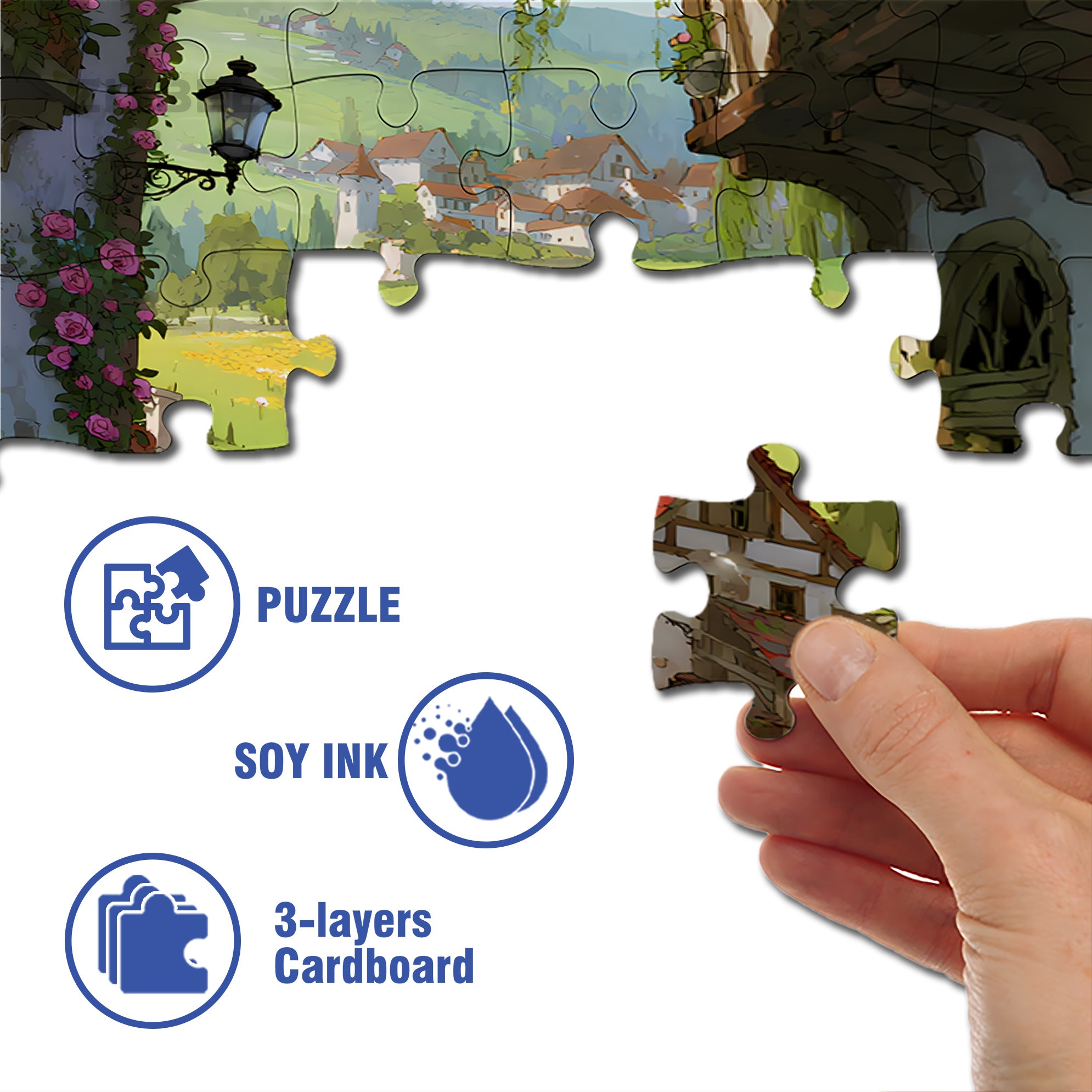 Mysterious Town 500pcs/1000pcs Jigsaw Puzzle, Scratch-Resistant, Interactive Family Game & Brain-Boosting DIY Decor, Perfect for Halloween, Christmas & New Year Gifts, Family Puzzle Game