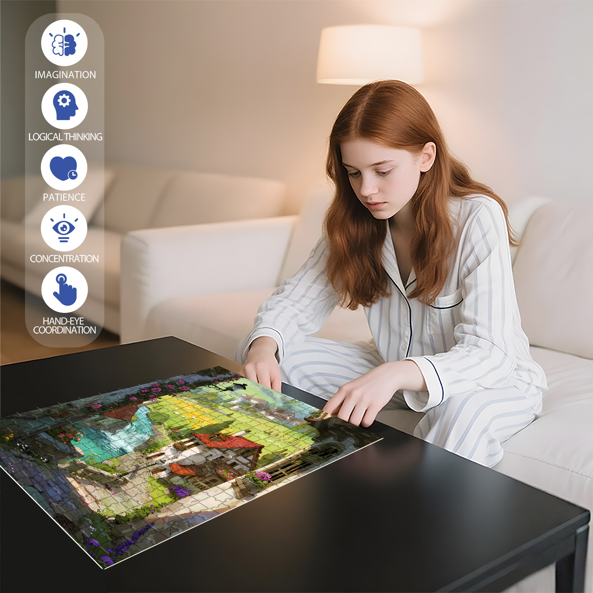 Mysterious Town 500pcs/1000pcs Jigsaw Puzzle, Scratch-Resistant, Interactive Family Game & Brain-Boosting DIY Decor, Perfect for Halloween, Christmas & New Year Gifts, Family Puzzle Game