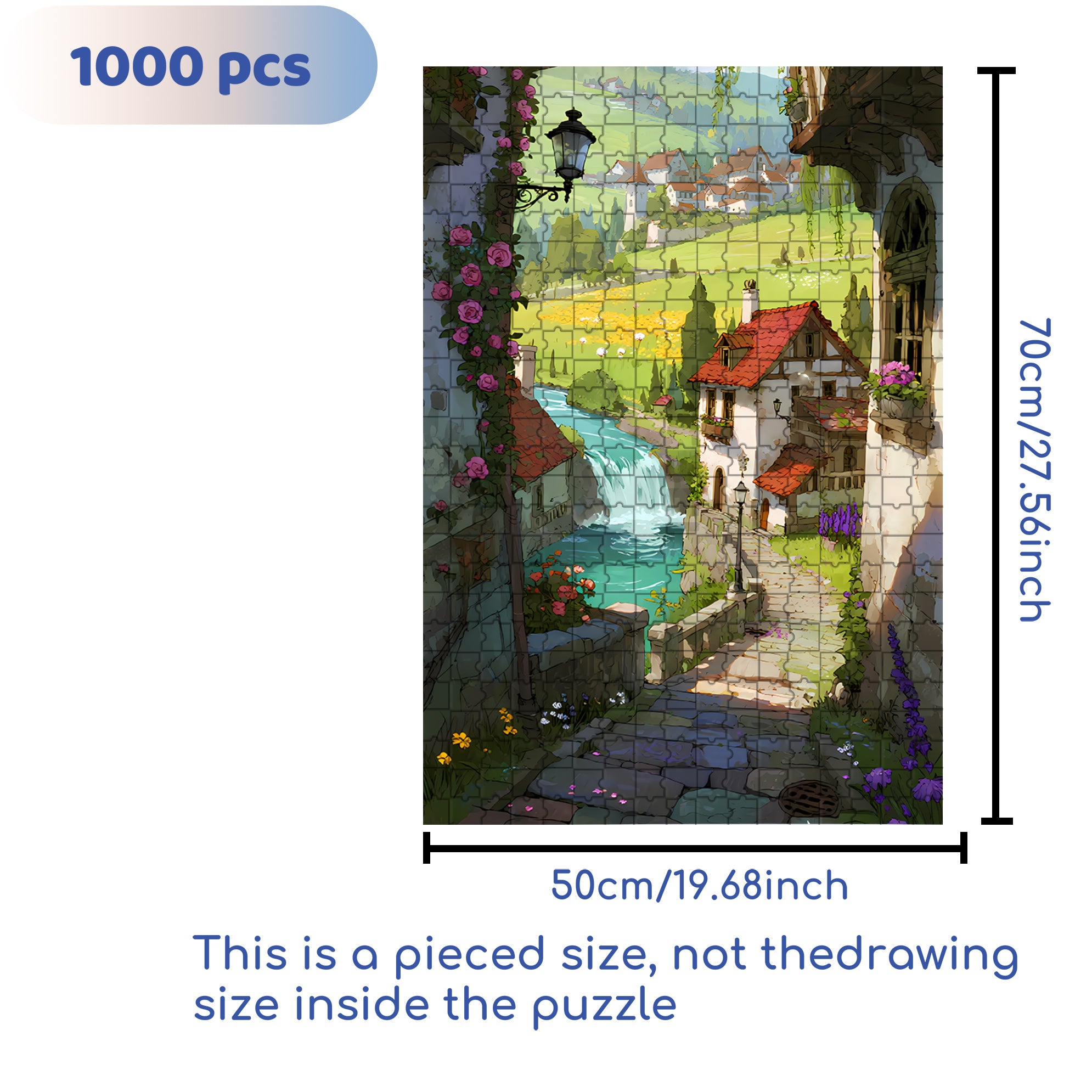 Mysterious Town 500pcs/1000pcs Jigsaw Puzzle, Scratch-Resistant, Interactive Family Game & Brain-Boosting DIY Decor, Perfect for Halloween, Christmas & New Year Gifts, Family Puzzle Game