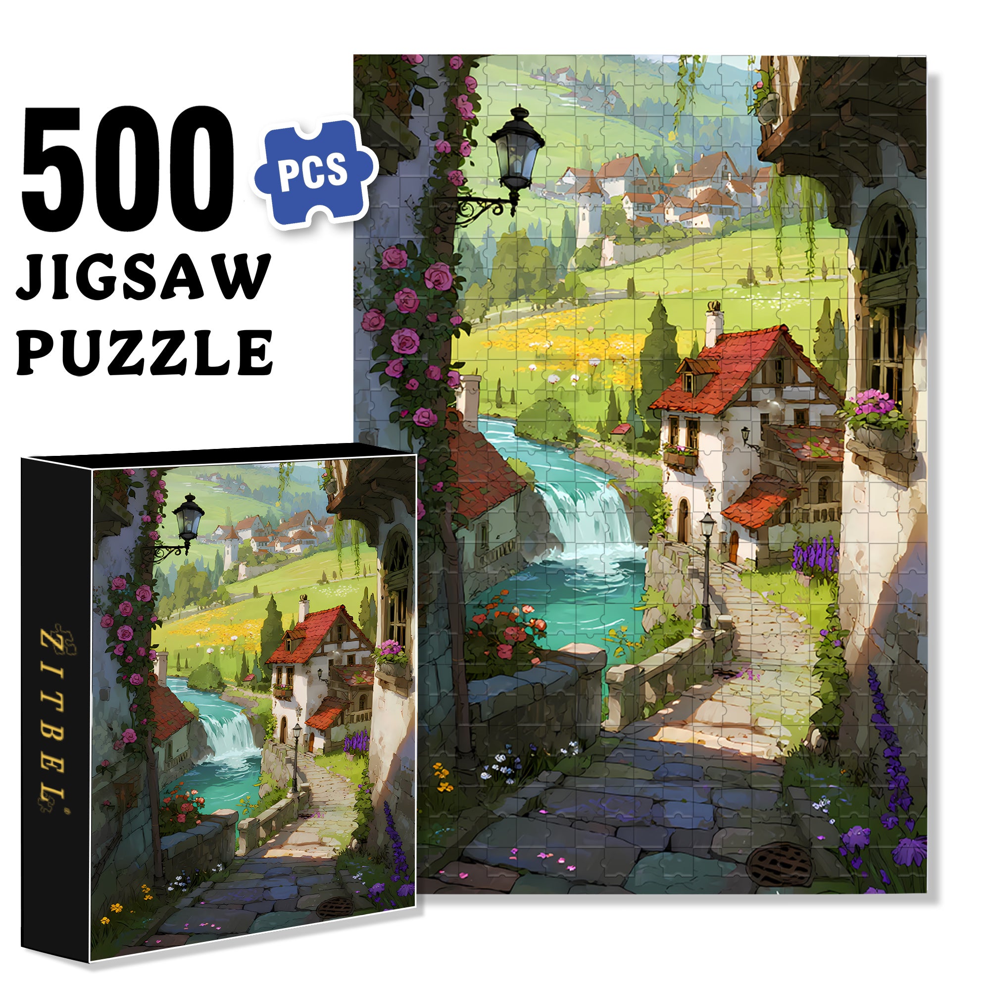 Mysterious Town 500pcs/1000pcs Jigsaw Puzzle, Scratch-Resistant, Interactive Family Game & Brain-Boosting DIY Decor, Perfect for Halloween, Christmas & New Year Gifts, Family Puzzle Game