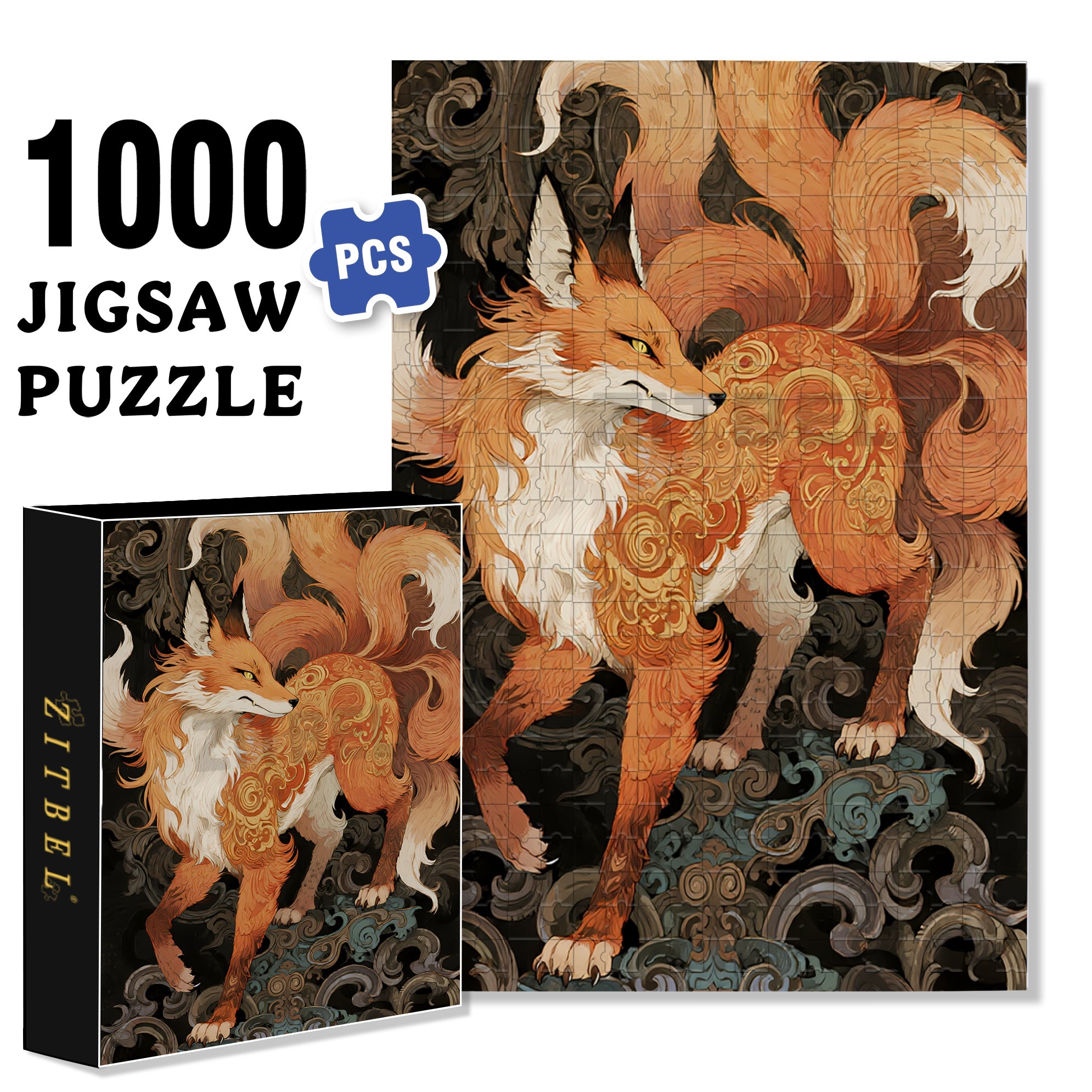 Nine-tailed Fox 500pcs/1000pcs Jigsaw Puzzle, Scratch-Resistant, Interactive Family Game & Brain-Boosting DIY Decor, Perfect for Halloween, Christmas & New Year Gifts, Family Puzzle Game