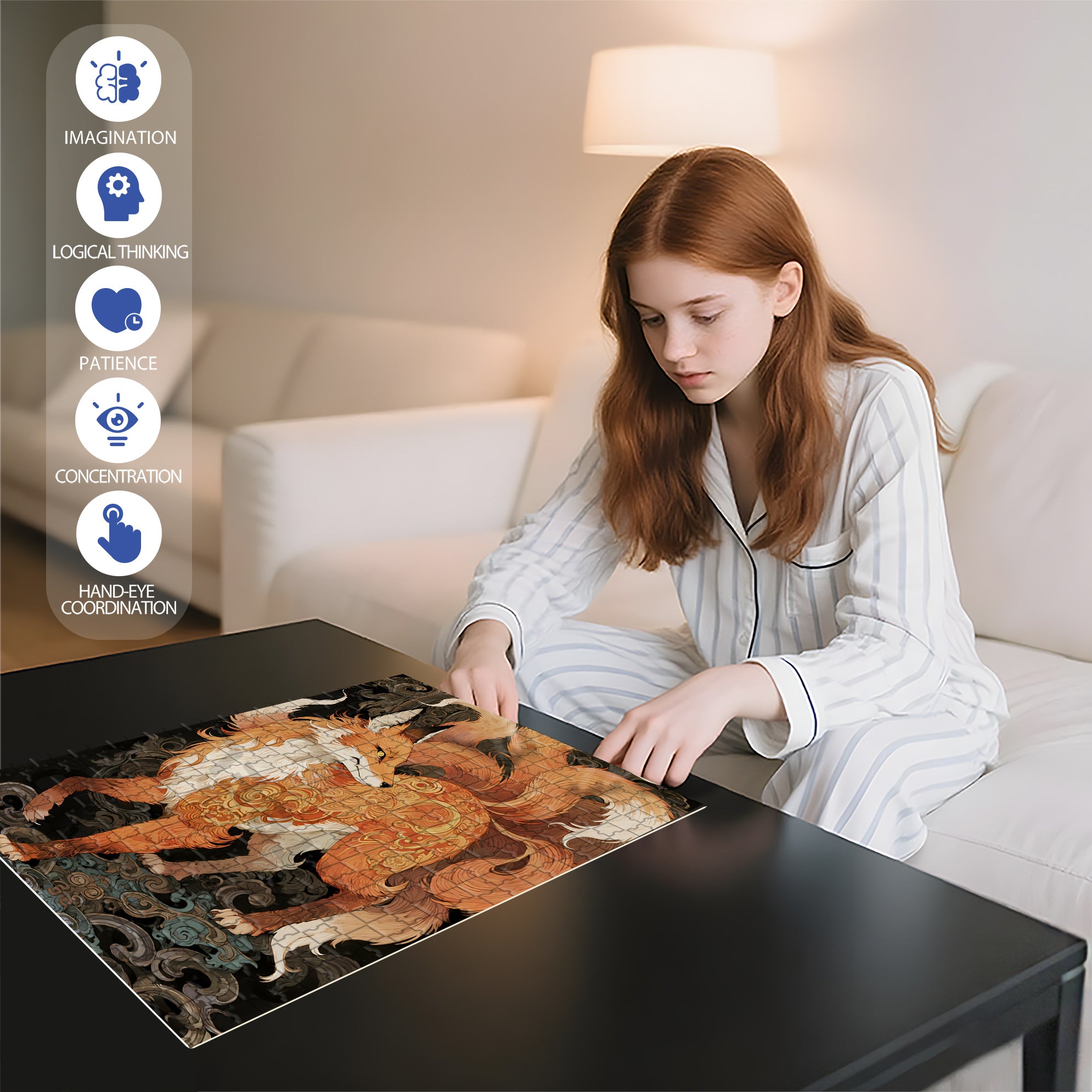 Nine-tailed Fox 500pcs/1000pcs Jigsaw Puzzle, Scratch-Resistant, Interactive Family Game & Brain-Boosting DIY Decor, Perfect for Halloween, Christmas & New Year Gifts, Family Puzzle Game