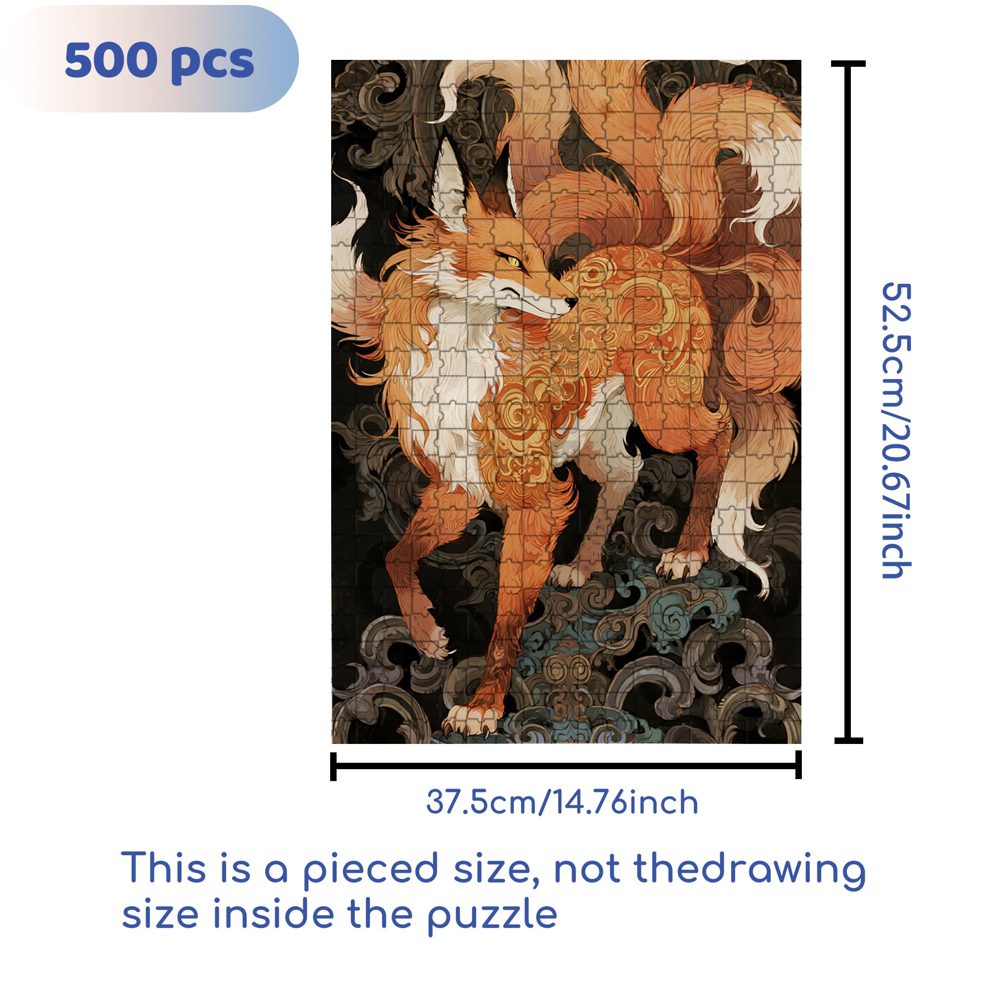 Nine-tailed Fox 500pcs/1000pcs Jigsaw Puzzle, Scratch-Resistant, Interactive Family Game & Brain-Boosting DIY Decor, Perfect for Halloween, Christmas & New Year Gifts, Family Puzzle Game