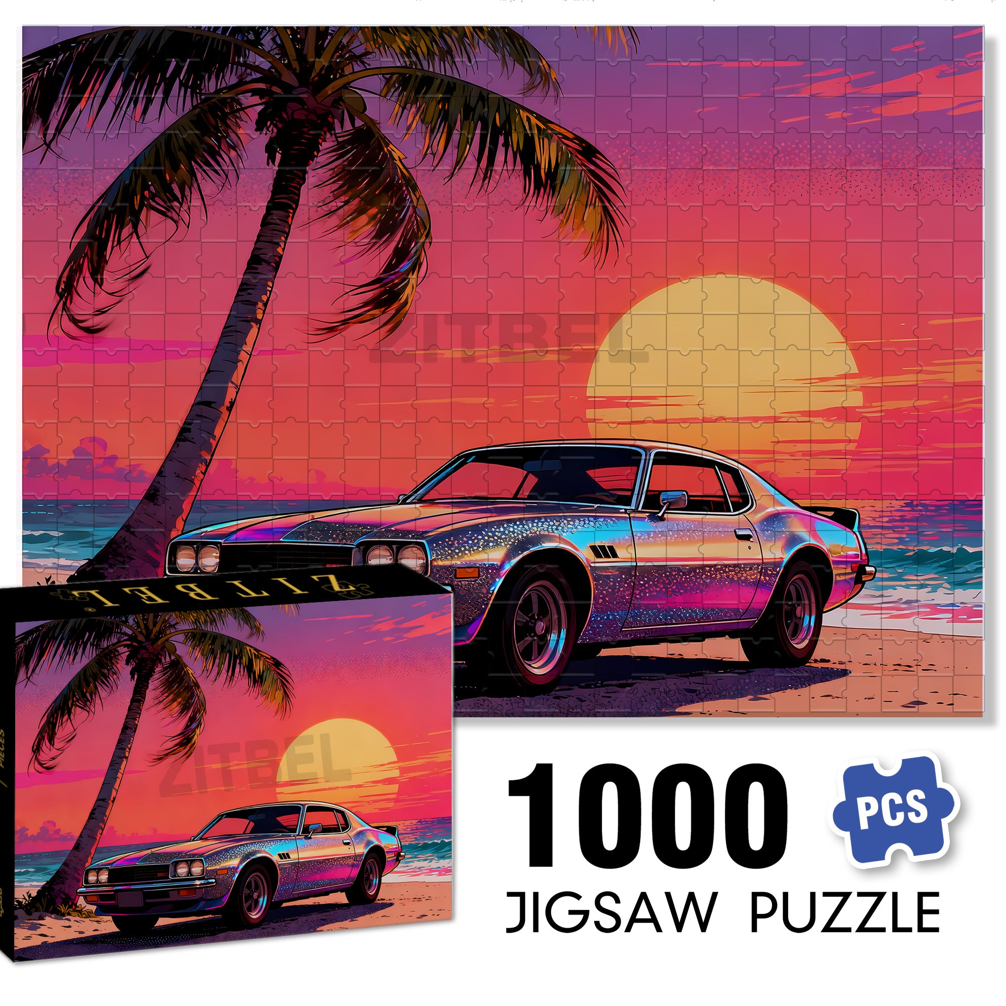 Palm Trees 500pcs/1000pcs Jigsaw Puzzle, Scratch-Resistant, Interactive Family Game & Brain-Boosting DIY Decor, Perfect for Halloween, Christmas & New Year Gifts, Family Puzzle Game