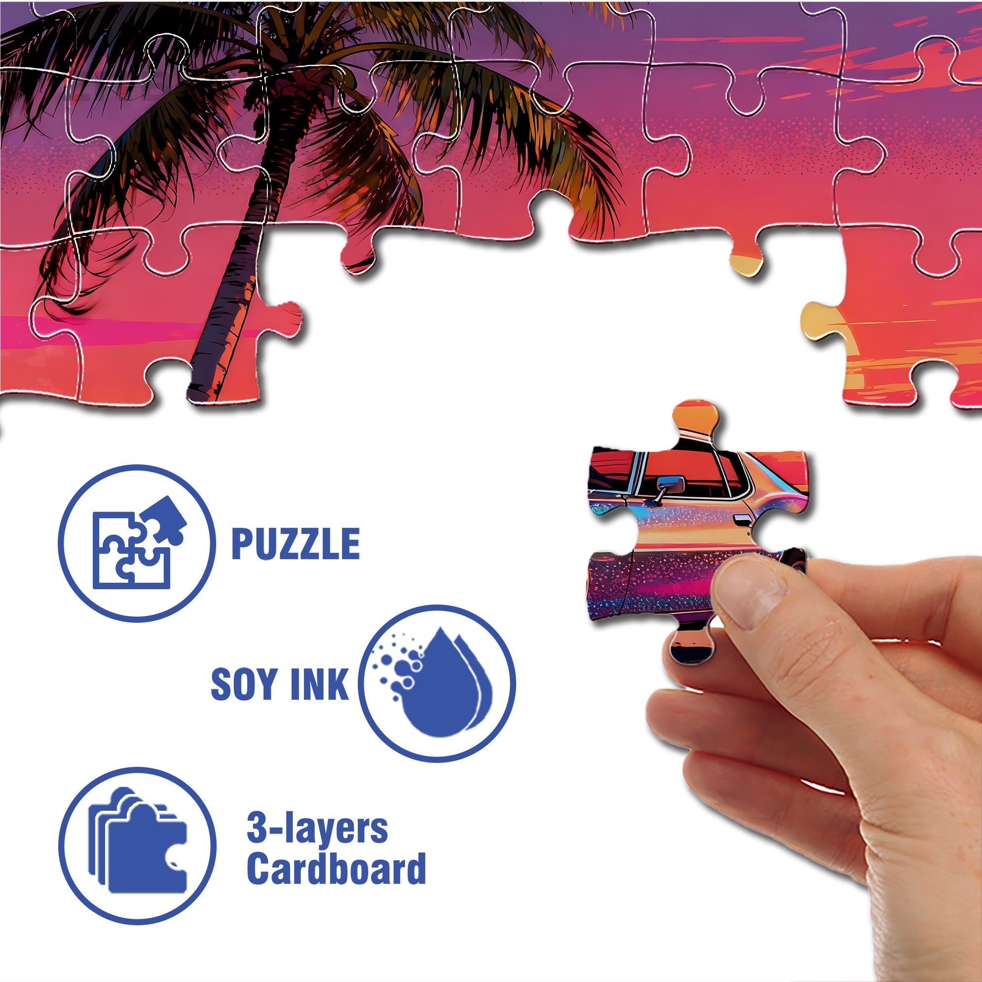 Palm Trees 500pcs/1000pcs Jigsaw Puzzle, Scratch-Resistant, Interactive Family Game & Brain-Boosting DIY Decor, Perfect for Halloween, Christmas & New Year Gifts, Family Puzzle Game
