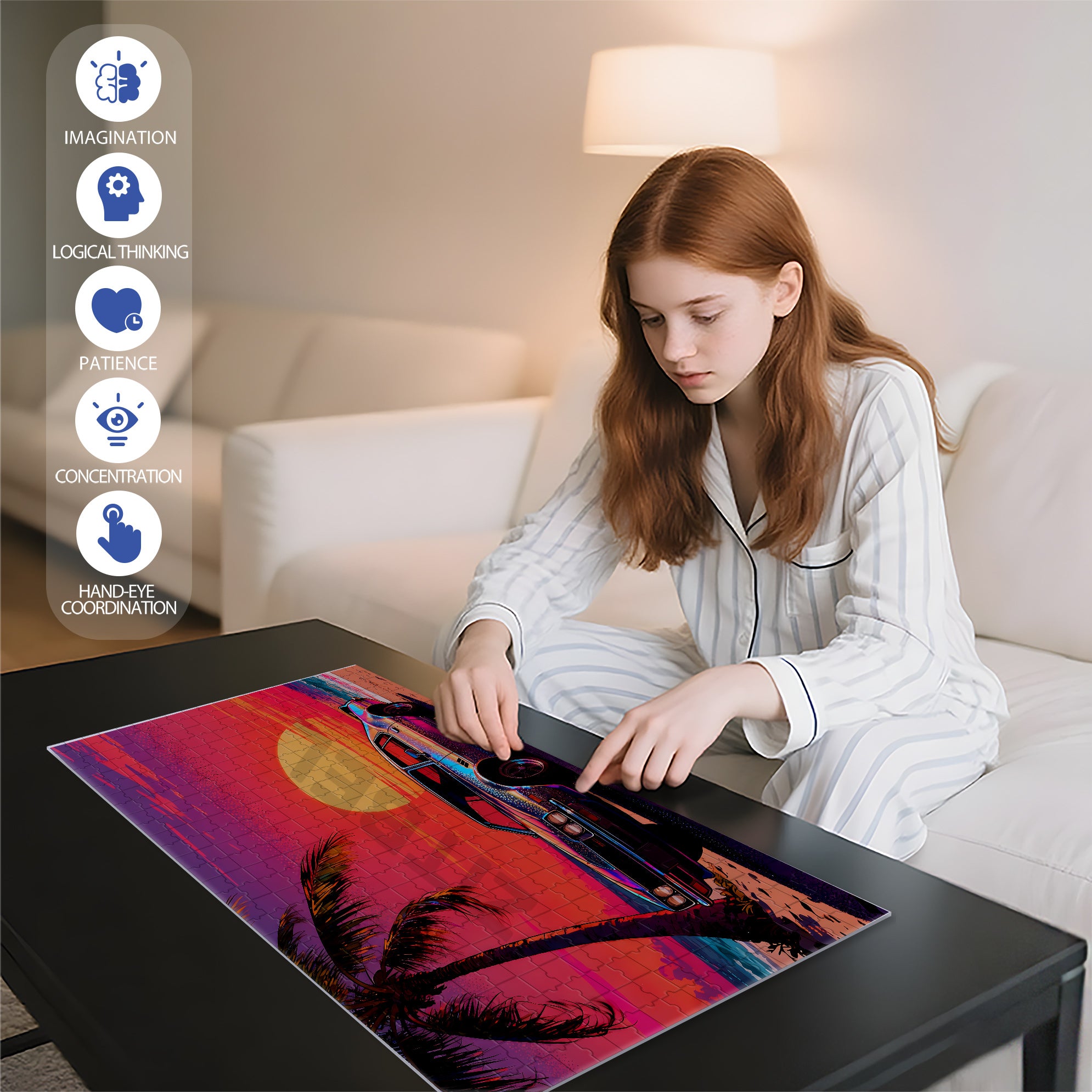 Palm Trees 500pcs/1000pcs Jigsaw Puzzle, Scratch-Resistant, Interactive Family Game & Brain-Boosting DIY Decor, Perfect for Halloween, Christmas & New Year Gifts, Family Puzzle Game