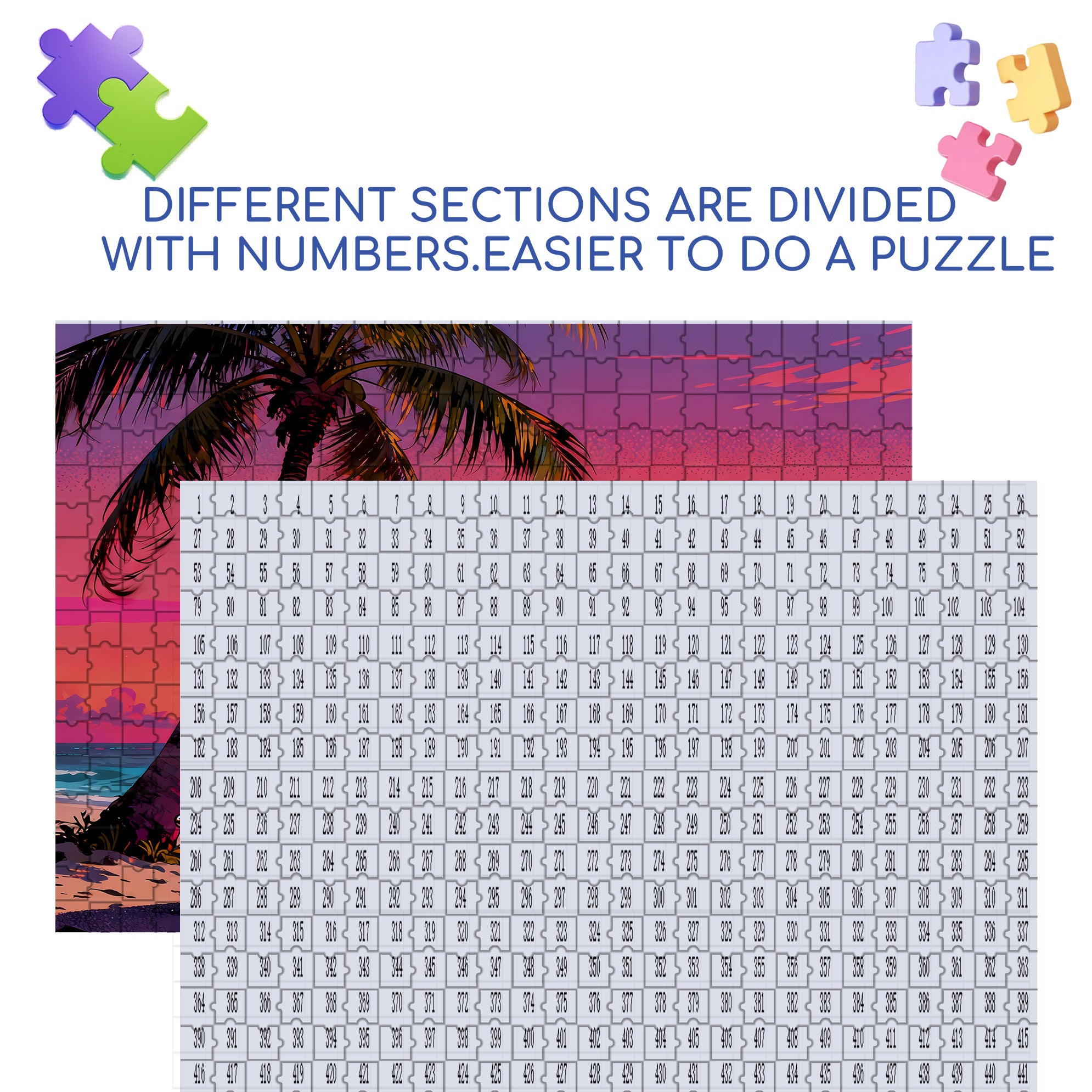 Palm Trees 500pcs/1000pcs Jigsaw Puzzle, Scratch-Resistant, Interactive Family Game & Brain-Boosting DIY Decor, Perfect for Halloween, Christmas & New Year Gifts, Family Puzzle Game