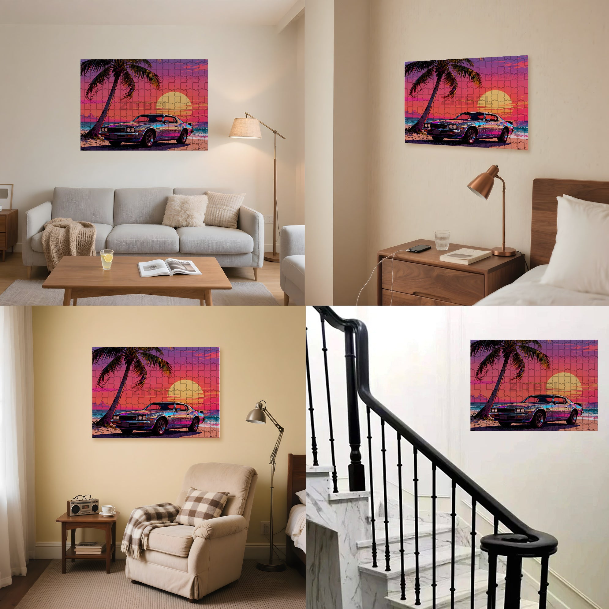 Palm Trees 500pcs/1000pcs Jigsaw Puzzle, Scratch-Resistant, Interactive Family Game & Brain-Boosting DIY Decor, Perfect for Halloween, Christmas & New Year Gifts, Family Puzzle Game