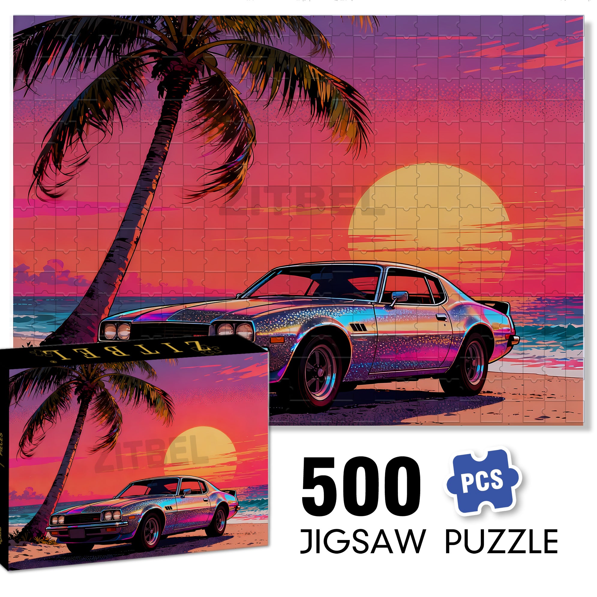 Palm Trees 500pcs/1000pcs Jigsaw Puzzle, Scratch-Resistant, Interactive Family Game & Brain-Boosting DIY Decor, Perfect for Halloween, Christmas & New Year Gifts, Family Puzzle Game