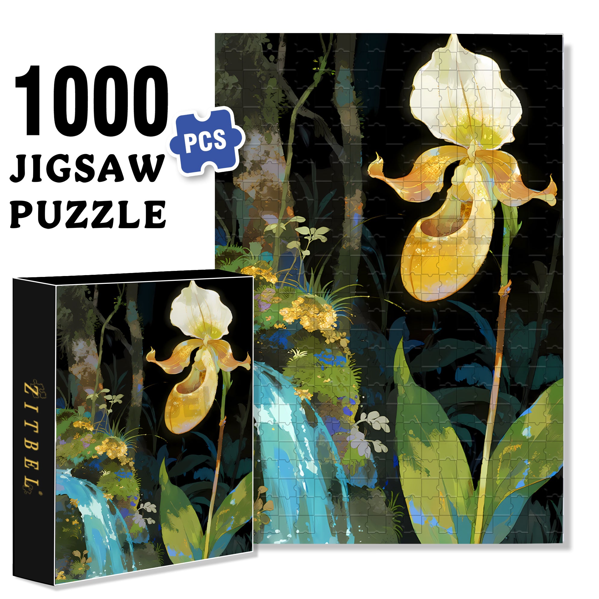 Paphiopedilum 2 500pcs/1000pcs Jigsaw Puzzle, Scratch-Resistant, Interactive Family Game & Brain-Boosting DIY Decor, Perfect for Halloween, Christmas & New Year Gifts, Family Puzzle Game
