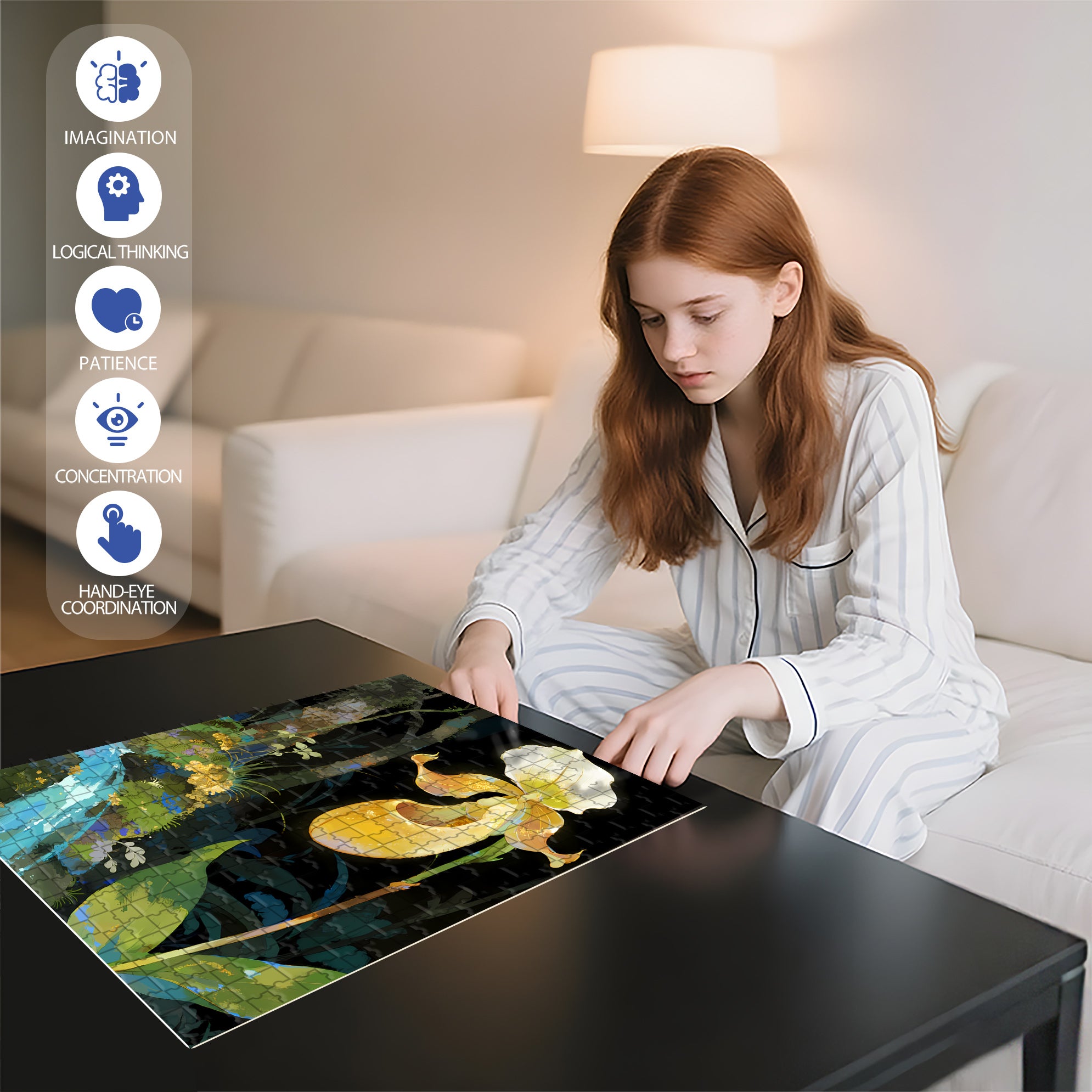Paphiopedilum 2 500pcs/1000pcs Jigsaw Puzzle, Scratch-Resistant, Interactive Family Game & Brain-Boosting DIY Decor, Perfect for Halloween, Christmas & New Year Gifts, Family Puzzle Game