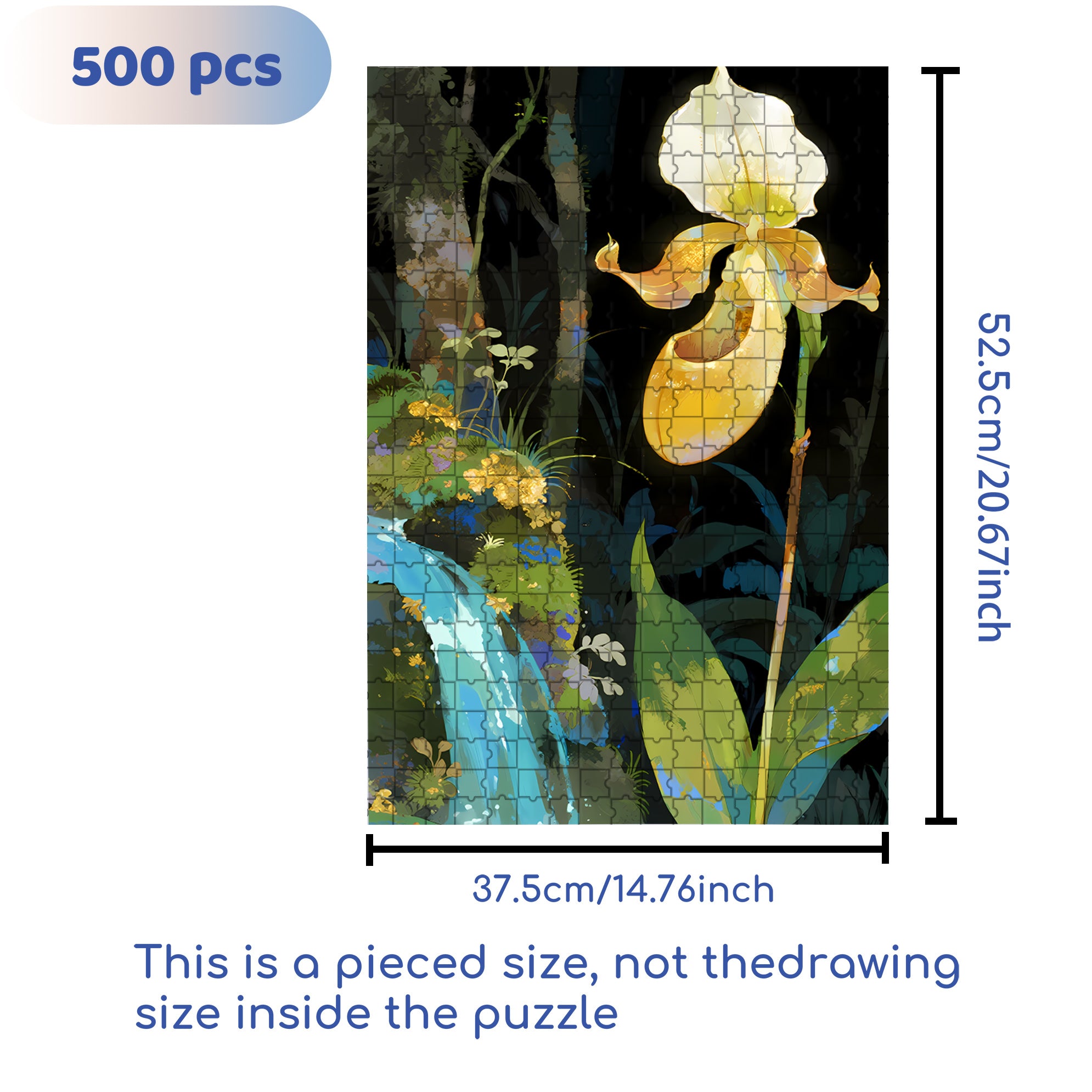 Paphiopedilum 2 500pcs/1000pcs Jigsaw Puzzle, Scratch-Resistant, Interactive Family Game & Brain-Boosting DIY Decor, Perfect for Halloween, Christmas & New Year Gifts, Family Puzzle Game