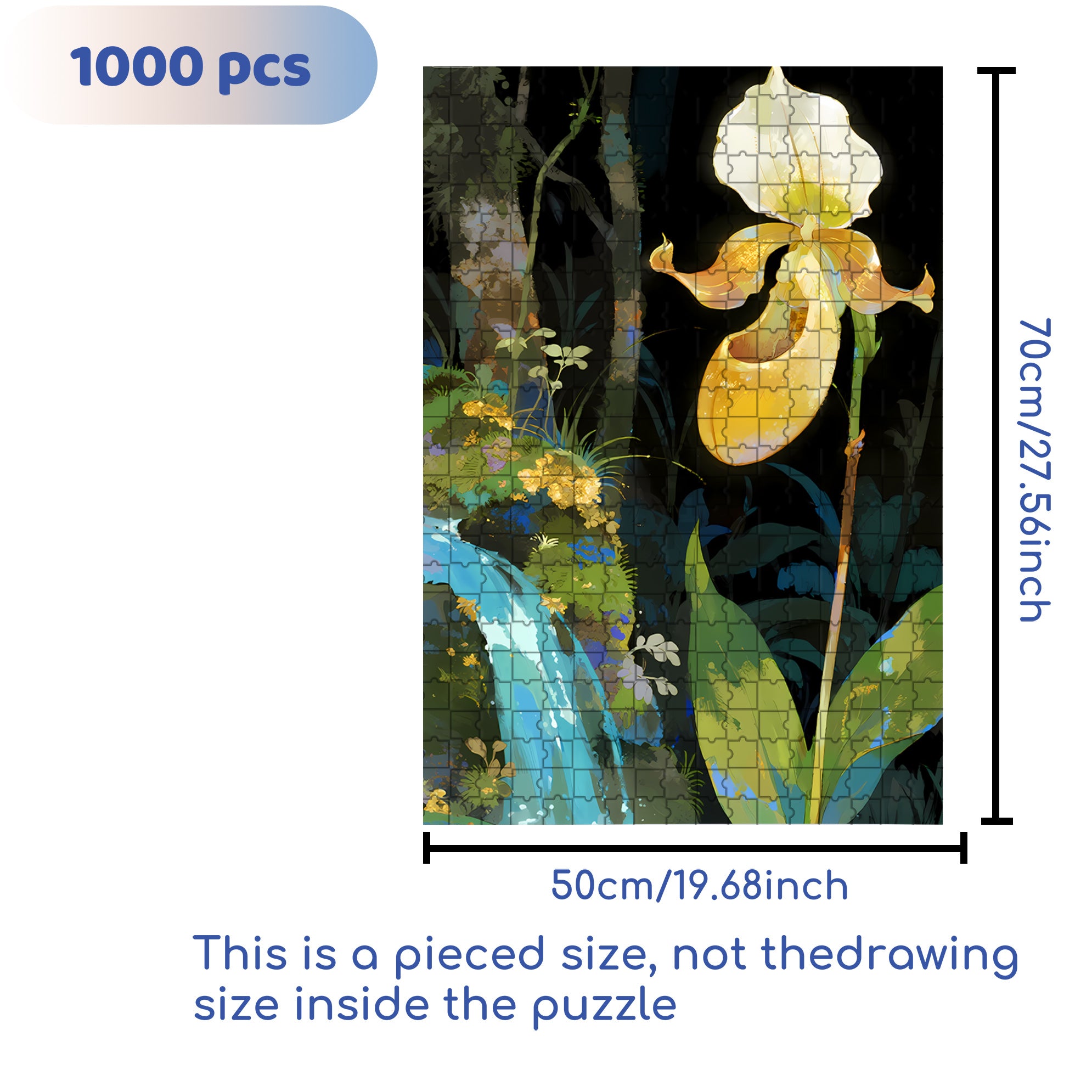 Paphiopedilum 2 500pcs/1000pcs Jigsaw Puzzle, Scratch-Resistant, Interactive Family Game & Brain-Boosting DIY Decor, Perfect for Halloween, Christmas & New Year Gifts, Family Puzzle Game