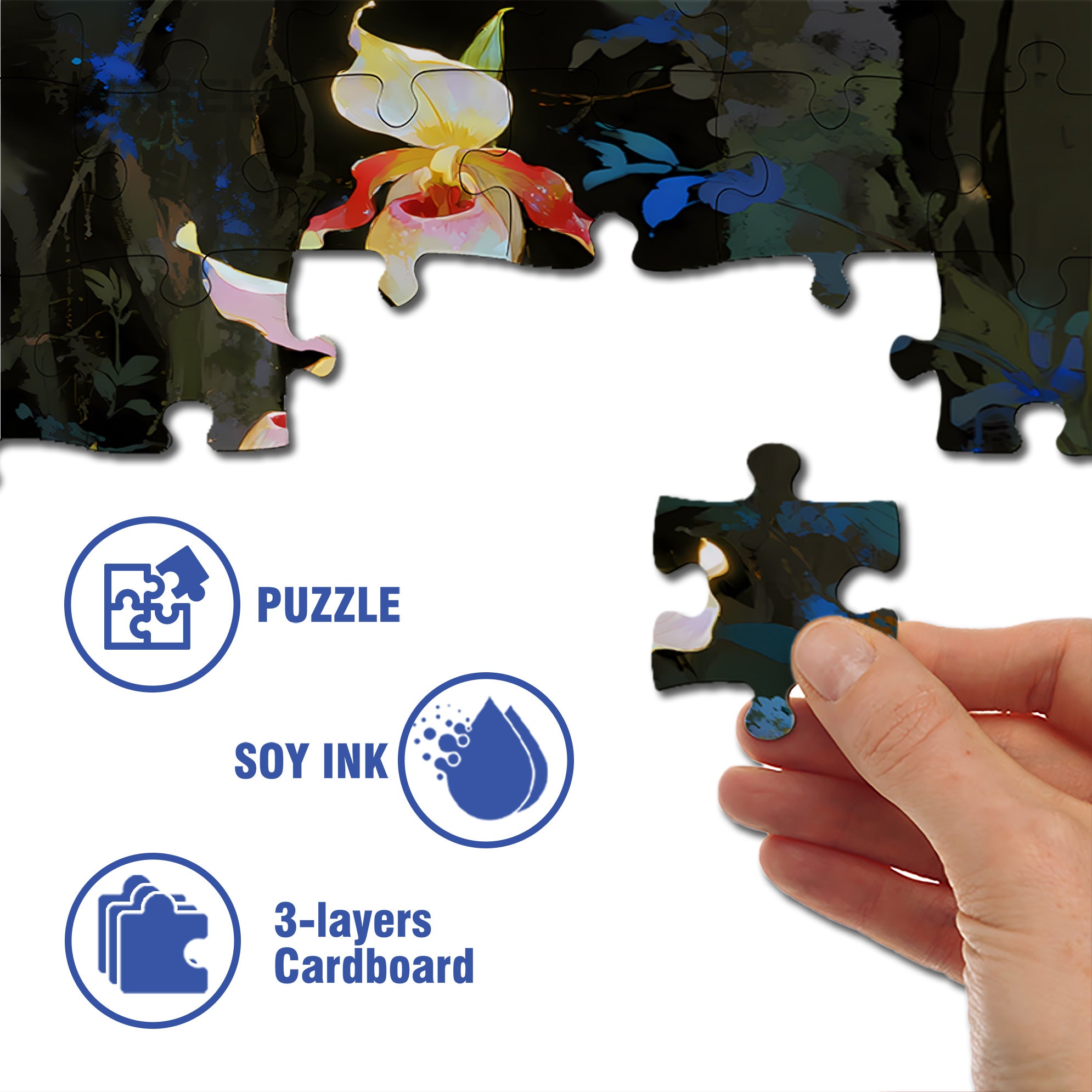 Paphiopedilum 500pcs/1000pcs Jigsaw Puzzle, Scratch-Resistant, Interactive Family Game & Brain-Boosting DIY Decor, Perfect for Halloween, Christmas & New Year Gifts, Family Puzzle Game