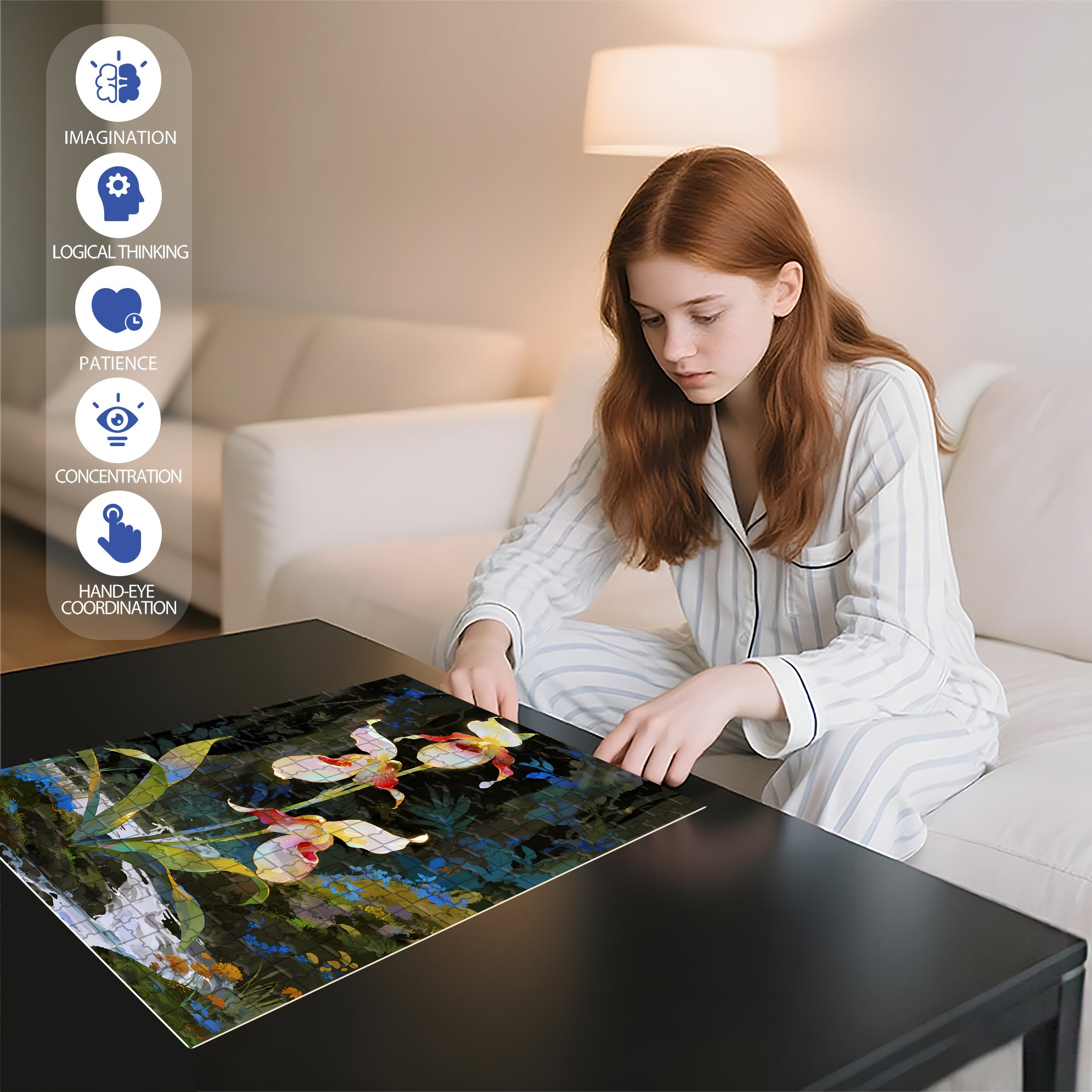 Paphiopedilum 500pcs/1000pcs Jigsaw Puzzle, Scratch-Resistant, Interactive Family Game & Brain-Boosting DIY Decor, Perfect for Halloween, Christmas & New Year Gifts, Family Puzzle Game