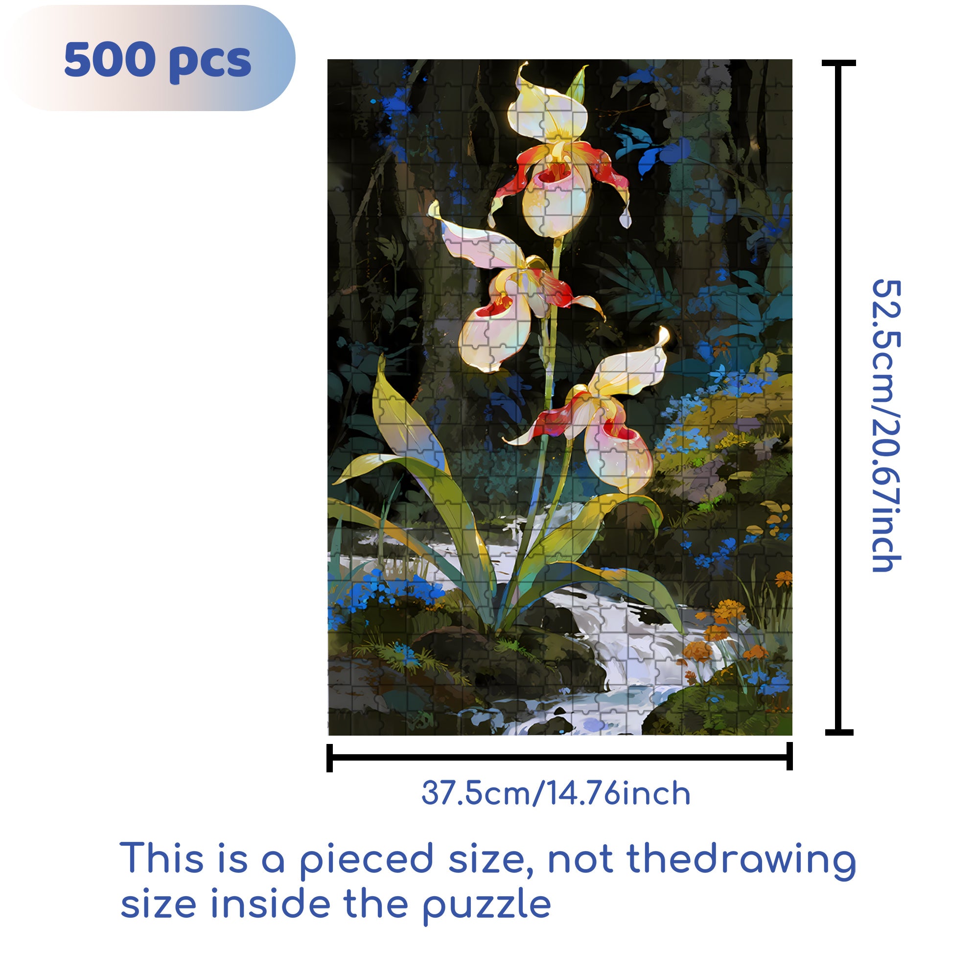 Paphiopedilum 500pcs/1000pcs Jigsaw Puzzle, Scratch-Resistant, Interactive Family Game & Brain-Boosting DIY Decor, Perfect for Halloween, Christmas & New Year Gifts, Family Puzzle Game