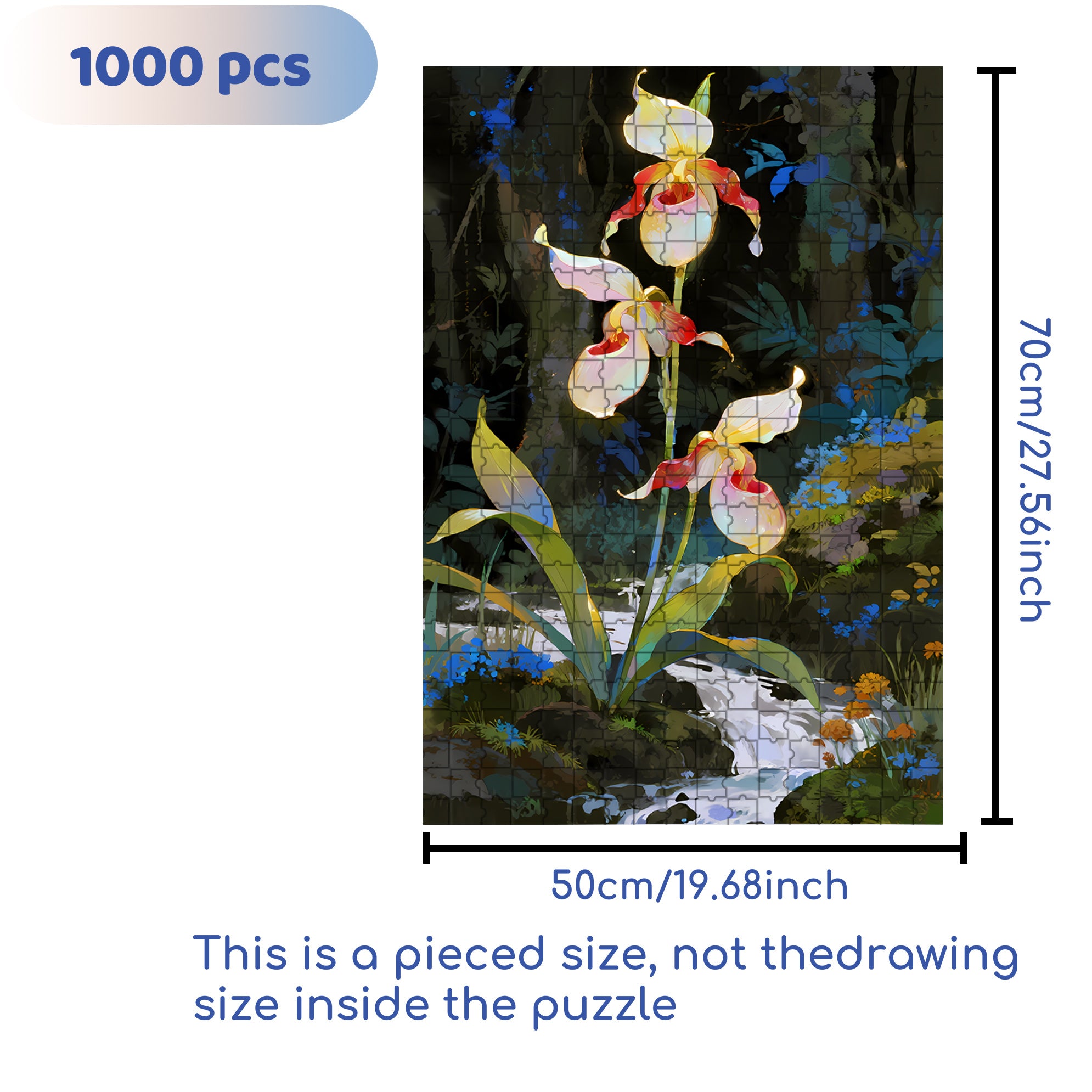 Paphiopedilum 500pcs/1000pcs Jigsaw Puzzle, Scratch-Resistant, Interactive Family Game & Brain-Boosting DIY Decor, Perfect for Halloween, Christmas & New Year Gifts, Family Puzzle Game
