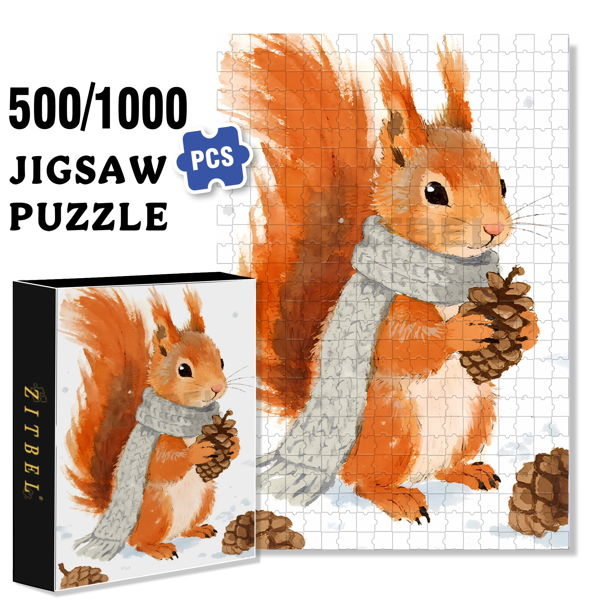 Pine Cones 500pcs/1000pcs Jigsaw Puzzle, Scratch-Resistant, Interactive Family Game & Brain-Boosting DIY Decor, Perfect for Halloween, Christmas & New Year Gifts, Family Puzzle Game