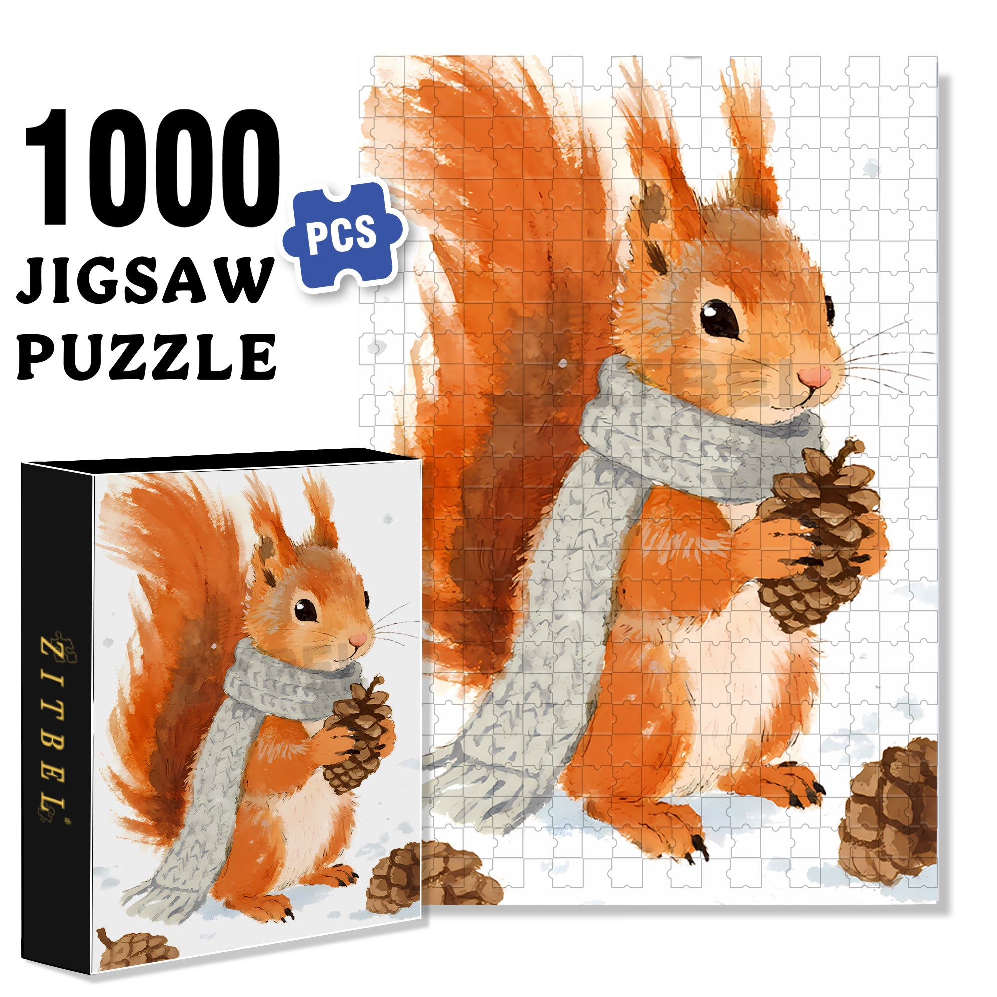 Pine Cones 500pcs/1000pcs Jigsaw Puzzle, Scratch-Resistant, Interactive Family Game & Brain-Boosting DIY Decor, Perfect for Halloween, Christmas & New Year Gifts, Family Puzzle Game