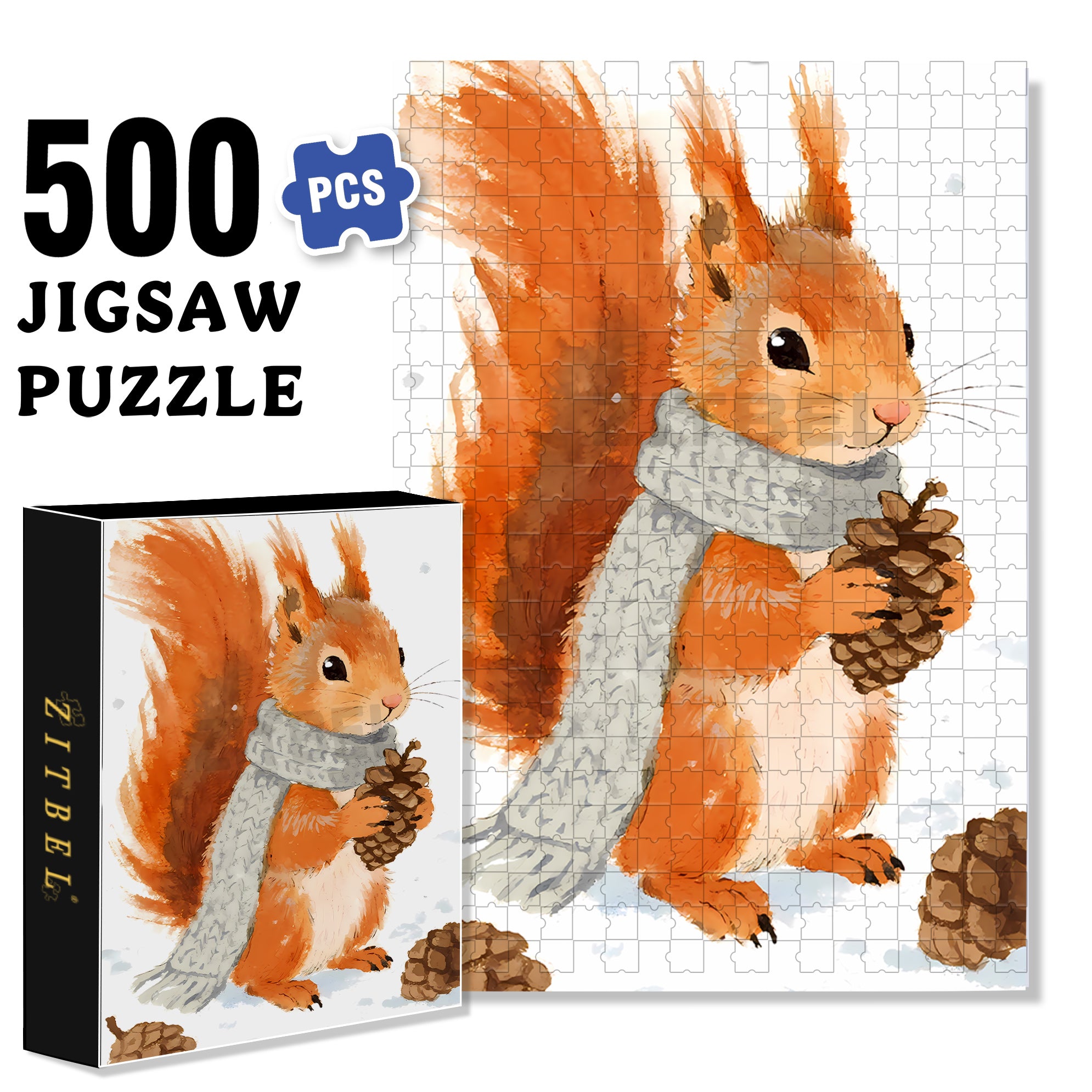 Pine Cones 500pcs/1000pcs Jigsaw Puzzle, Scratch-Resistant, Interactive Family Game & Brain-Boosting DIY Decor, Perfect for Halloween, Christmas & New Year Gifts, Family Puzzle Game