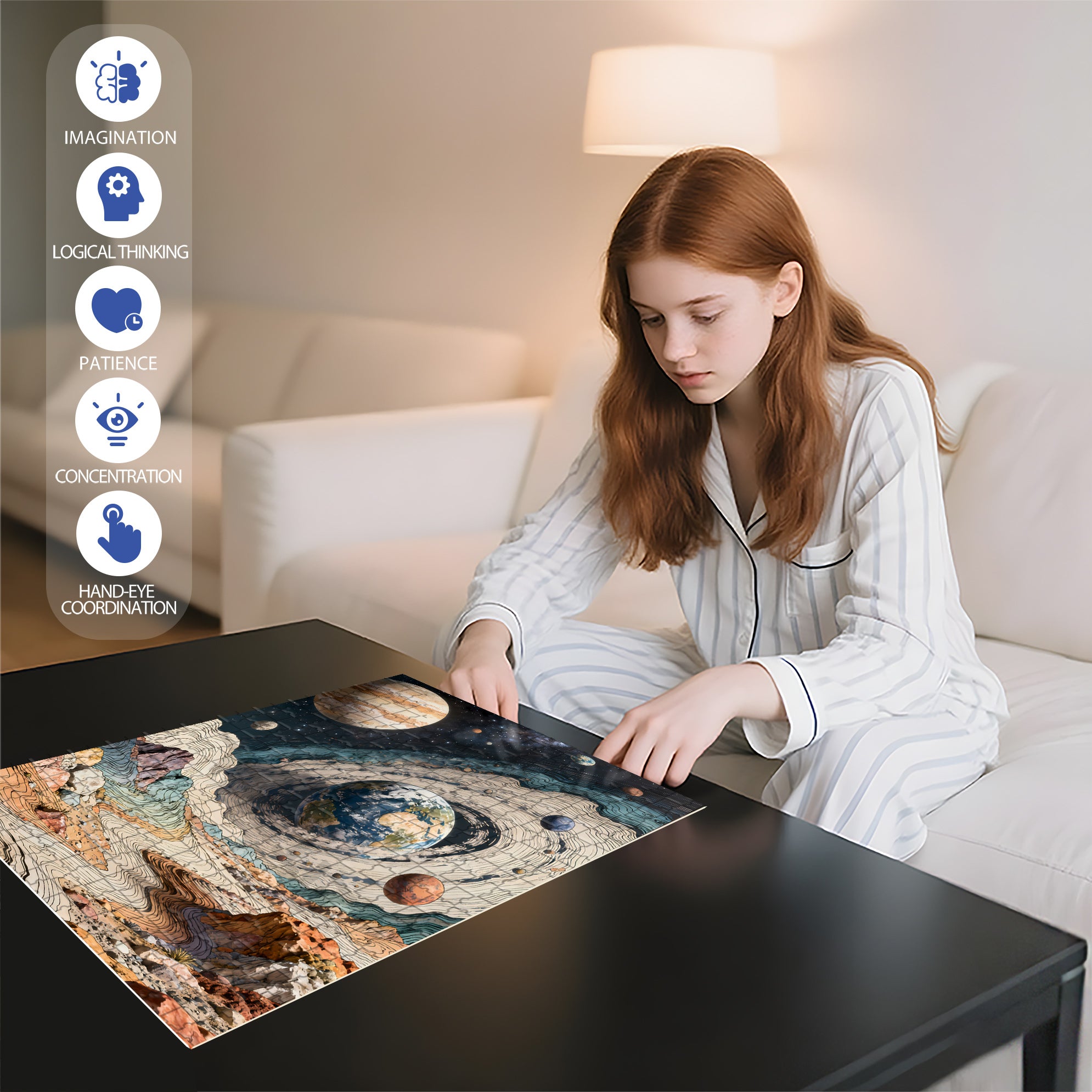Planet 500pcs/1000pcs Jigsaw Puzzle, Scratch-Resistant, Interactive Family Game & Brain-Boosting DIY Decor, Perfect for Halloween, Christmas & New Year Gifts, Family Puzzle Game