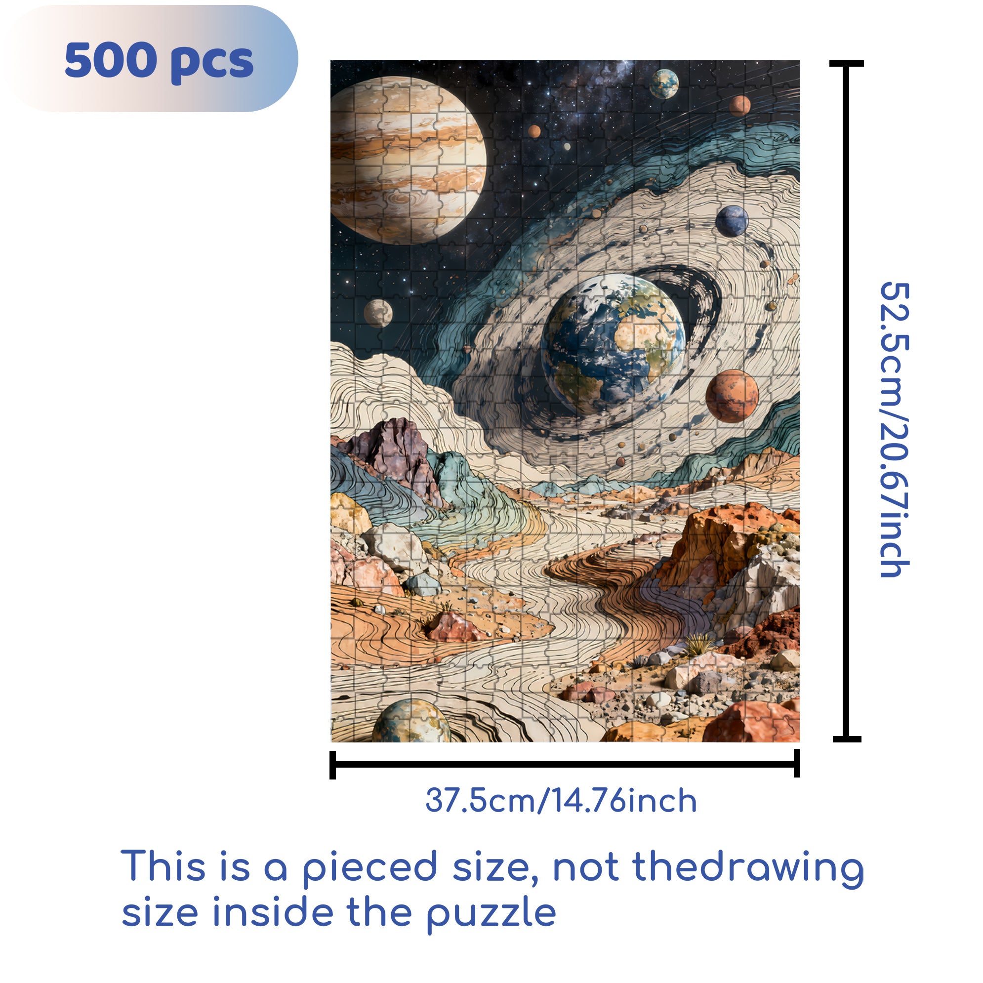 Planet 500pcs/1000pcs Jigsaw Puzzle, Scratch-Resistant, Interactive Family Game & Brain-Boosting DIY Decor, Perfect for Halloween, Christmas & New Year Gifts, Family Puzzle Game