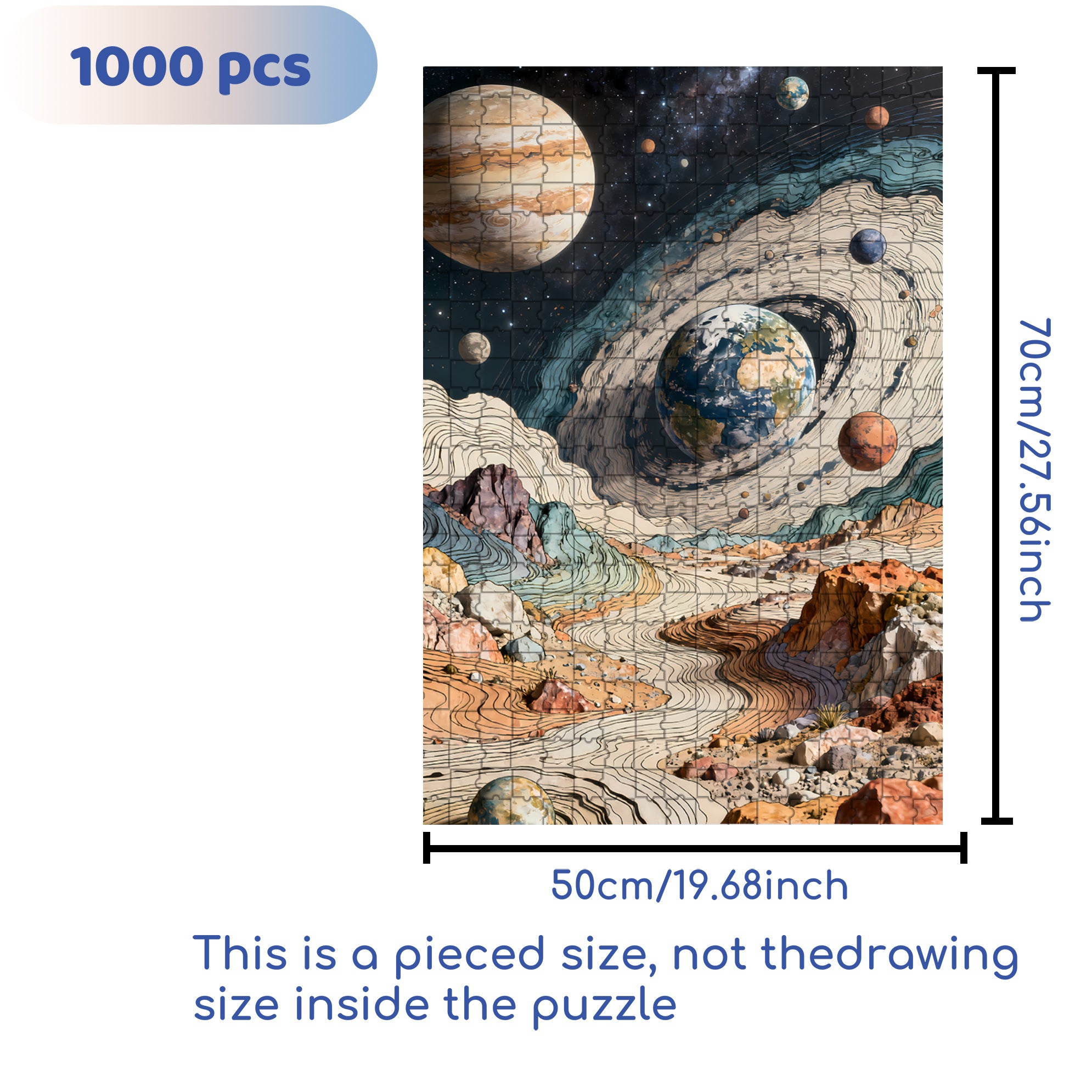 Planet 500pcs/1000pcs Jigsaw Puzzle, Scratch-Resistant, Interactive Family Game & Brain-Boosting DIY Decor, Perfect for Halloween, Christmas & New Year Gifts, Family Puzzle Game