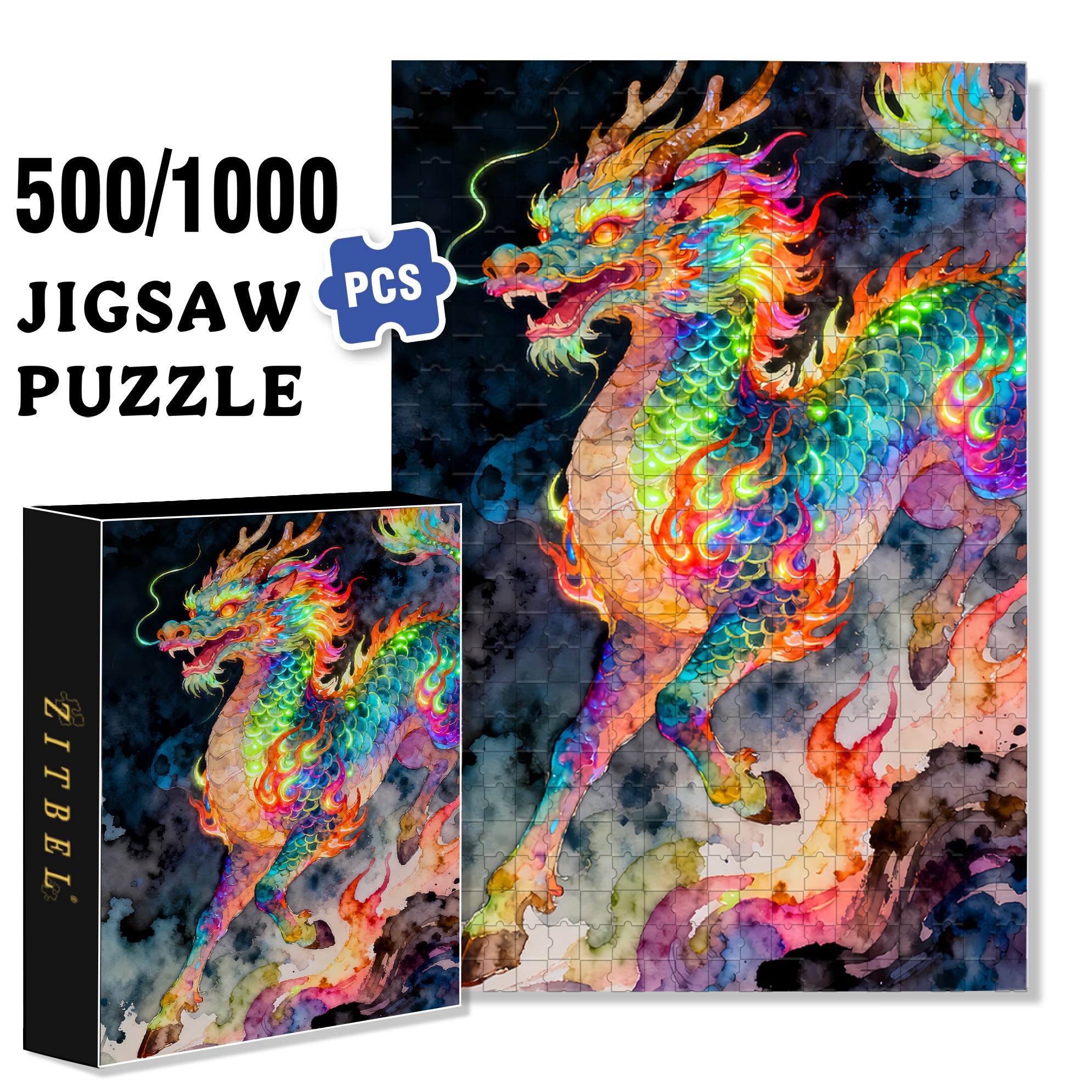 Qilin 500pcs/1000pcs Jigsaw Puzzle, Scratch-Resistant, Interactive Family Game & Brain-Boosting DIY Decor, Perfect for Halloween, Christmas & New Year Gifts, Family Puzzle Game
