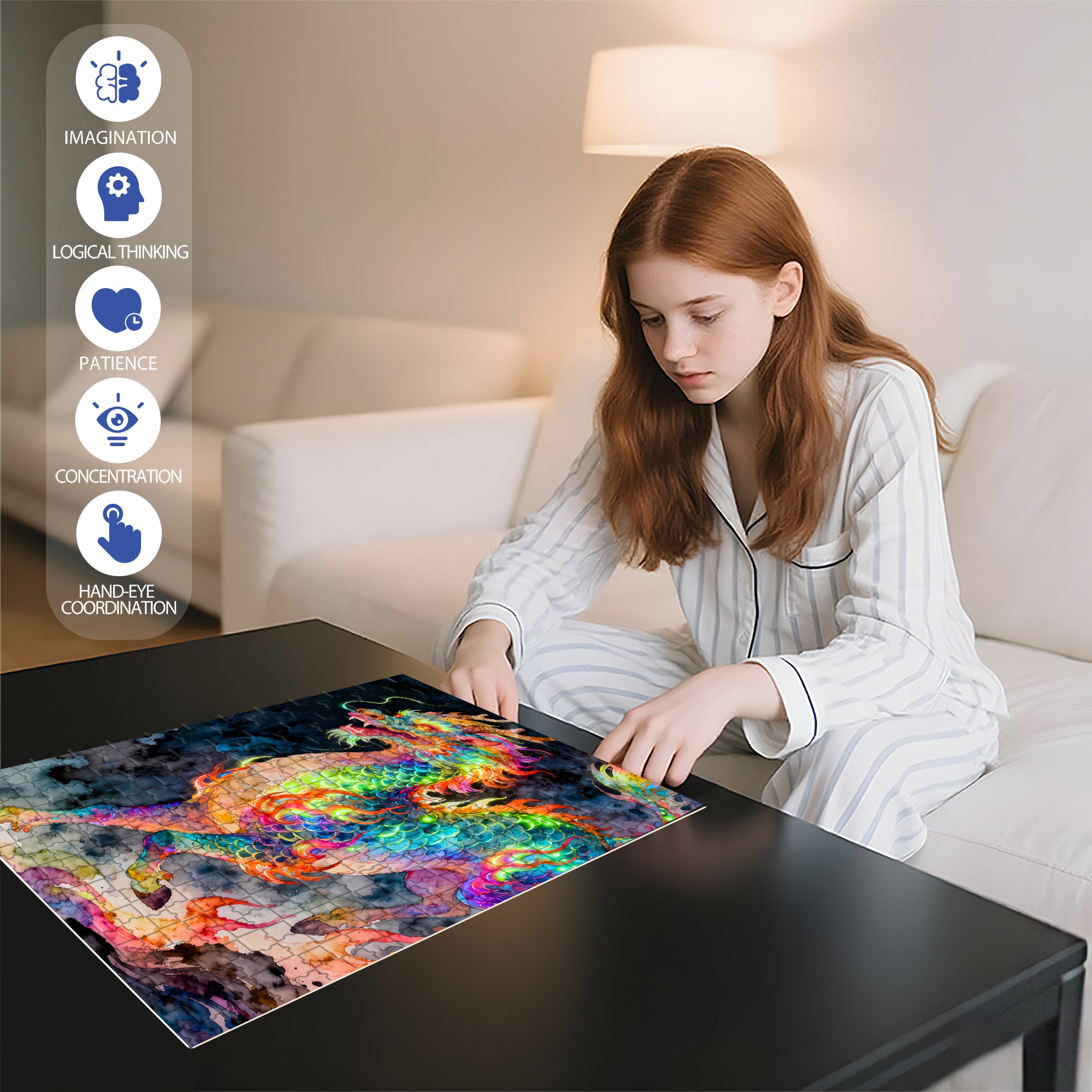 Qilin 500pcs/1000pcs Jigsaw Puzzle, Scratch-Resistant, Interactive Family Game & Brain-Boosting DIY Decor, Perfect for Halloween, Christmas & New Year Gifts, Family Puzzle Game