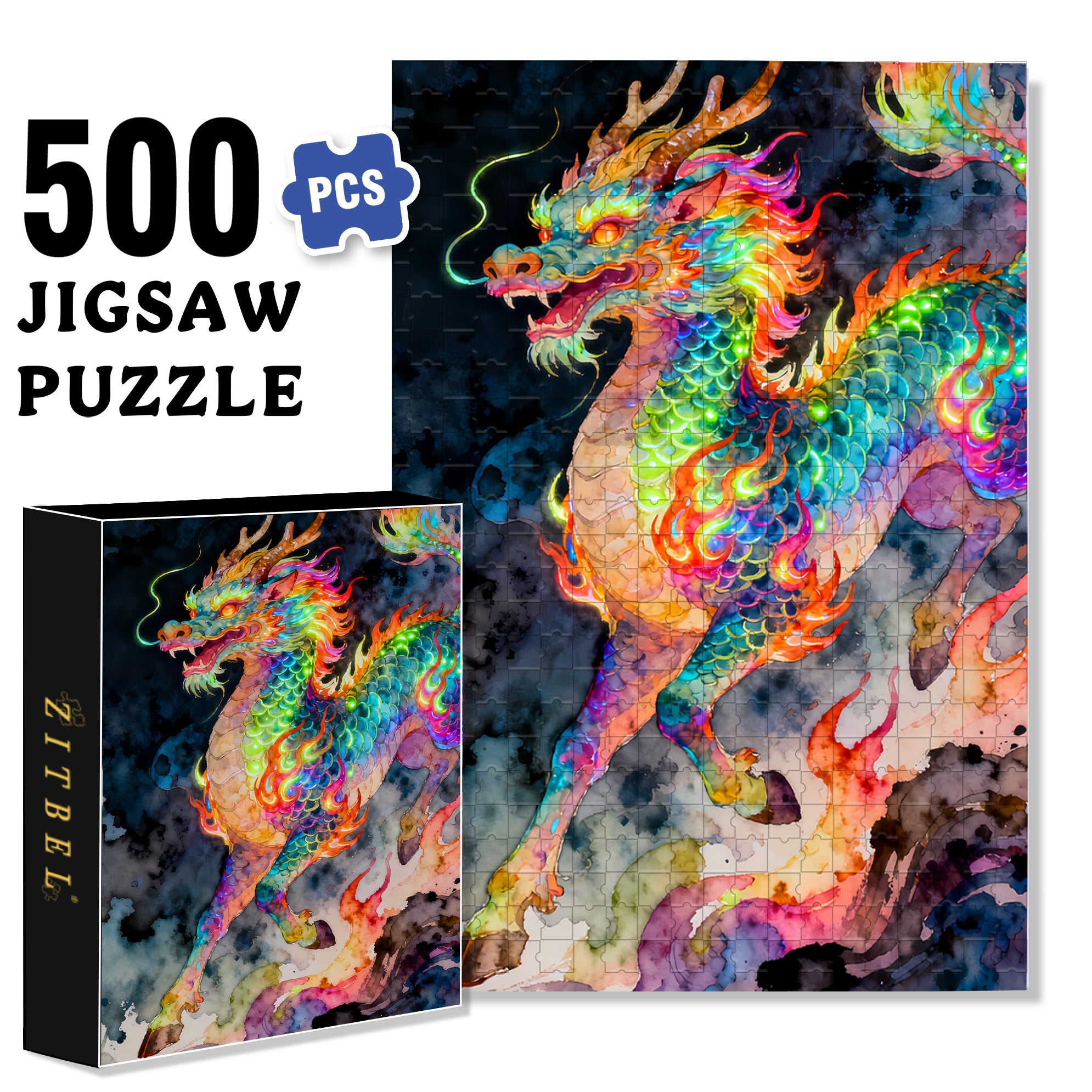 Qilin 500pcs/1000pcs Jigsaw Puzzle, Scratch-Resistant, Interactive Family Game & Brain-Boosting DIY Decor, Perfect for Halloween, Christmas & New Year Gifts, Family Puzzle Game