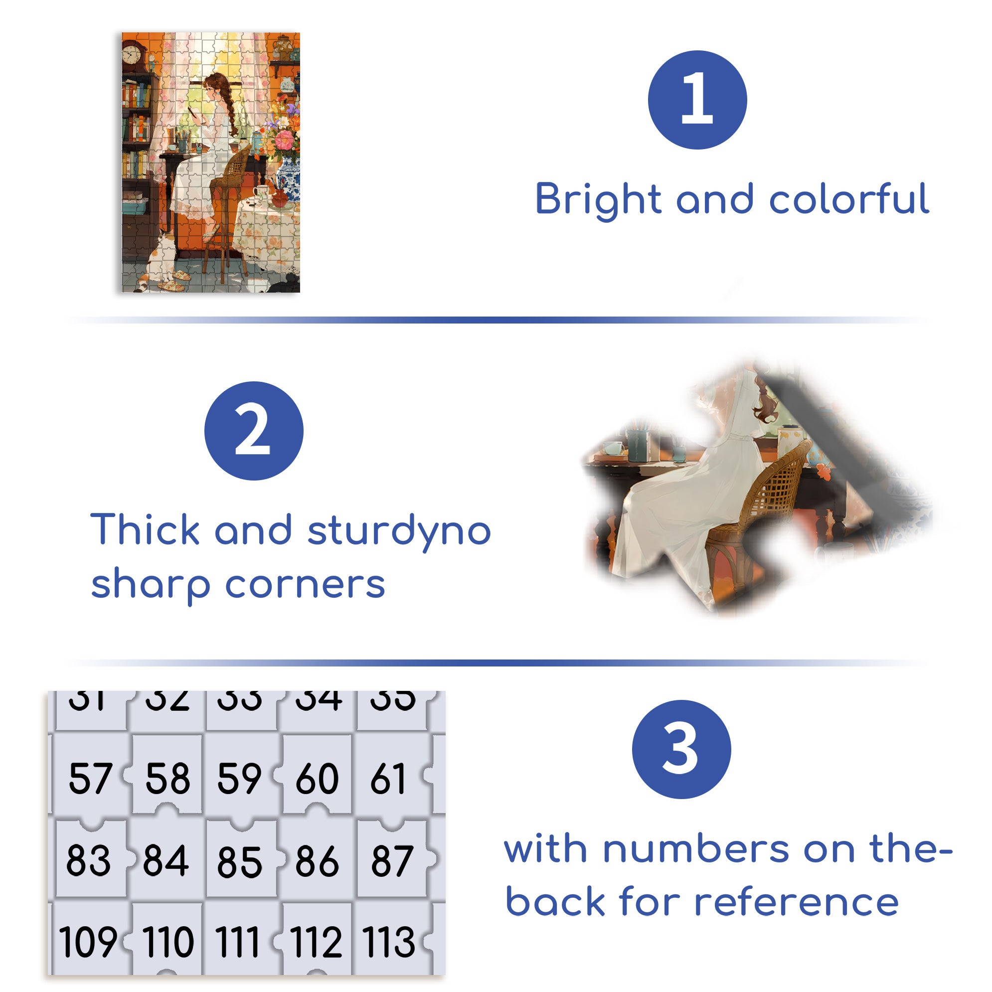Quiet Girl 500pcs/1000pcs Jigsaw Puzzle, Scratch-Resistant, Interactive Family Game & Brain-Boosting DIY Decor, Perfect for Halloween, Christmas & New Year Gifts, Family Puzzle Game