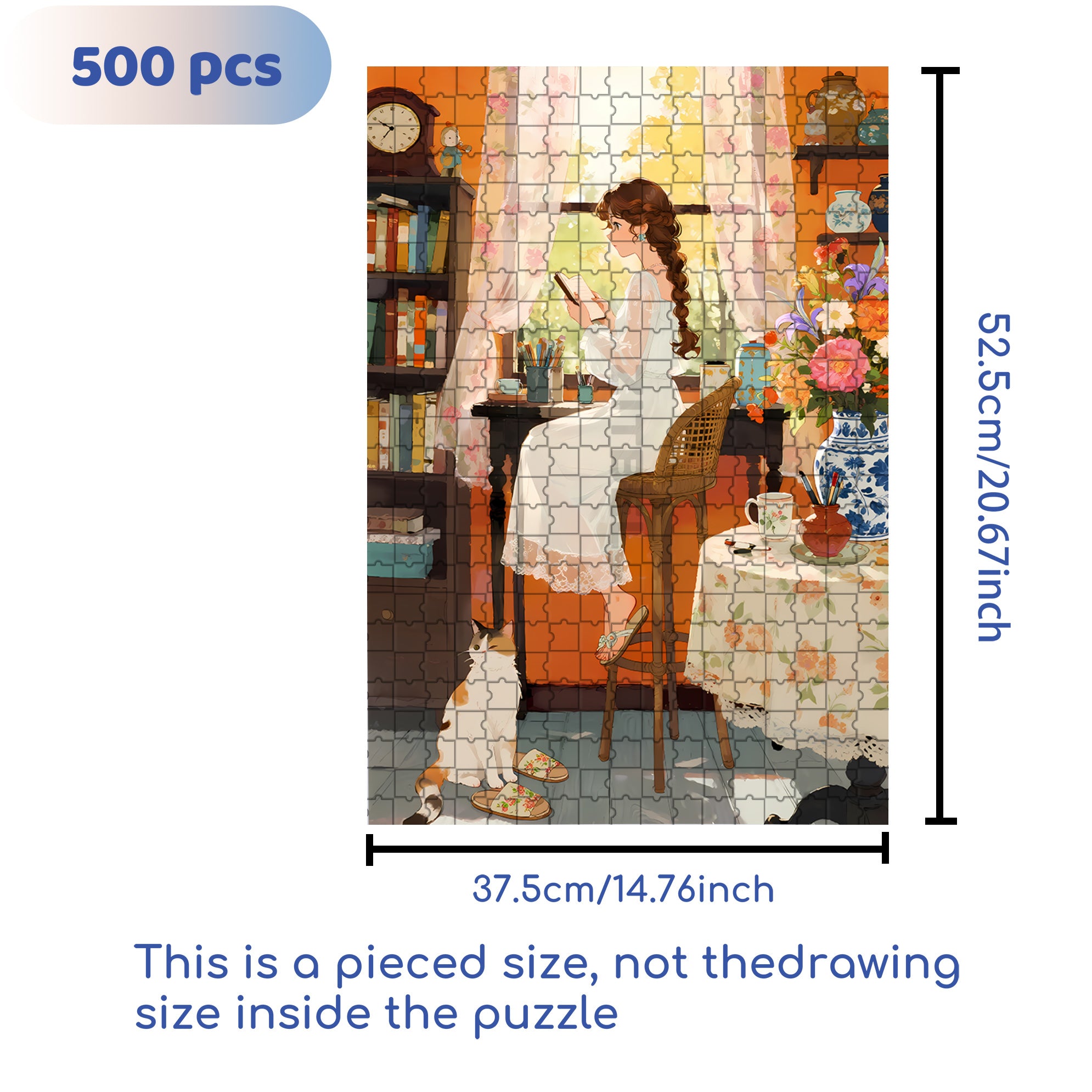 Quiet Girl 500pcs/1000pcs Jigsaw Puzzle, Scratch-Resistant, Interactive Family Game & Brain-Boosting DIY Decor, Perfect for Halloween, Christmas & New Year Gifts, Family Puzzle Game