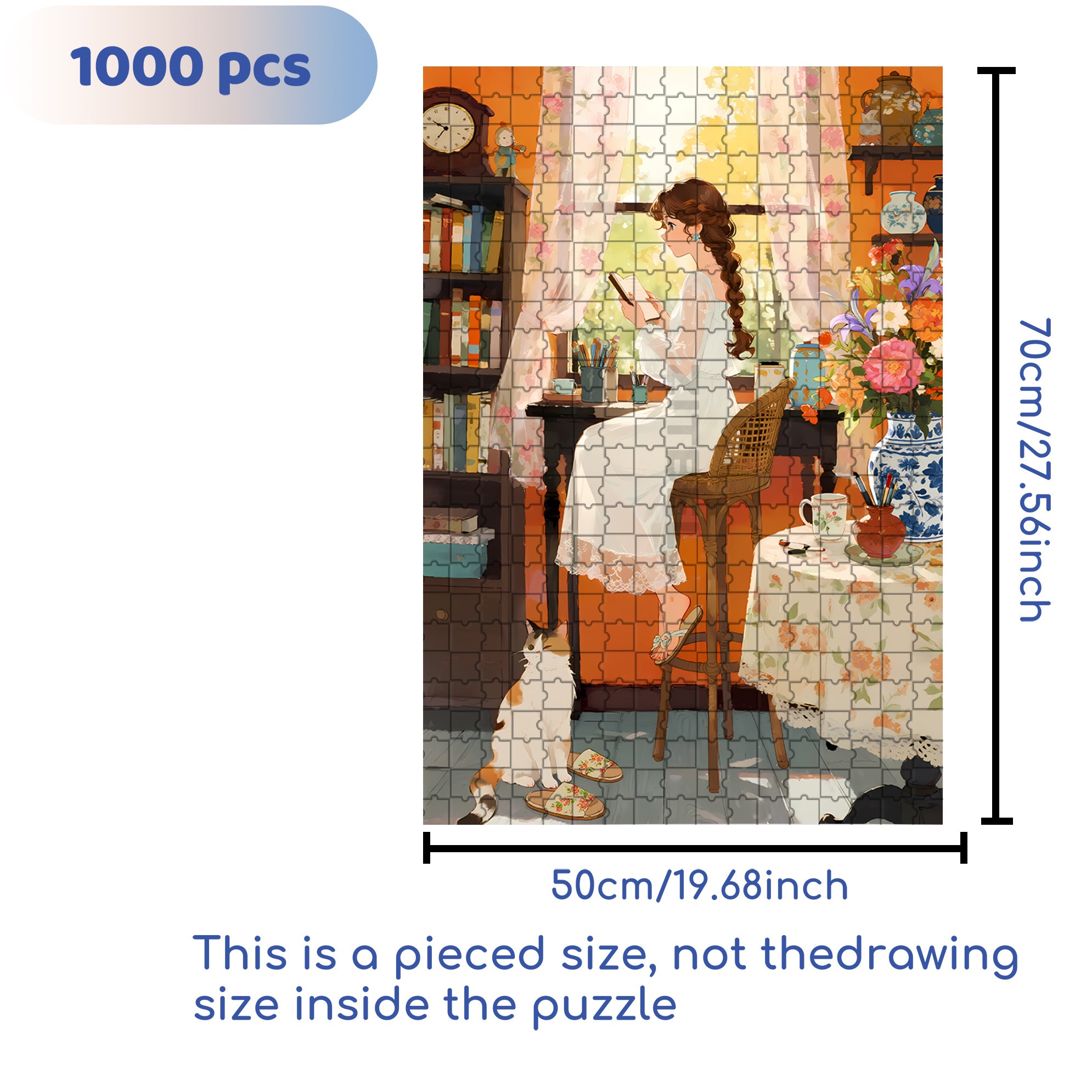 Quiet Girl 500pcs/1000pcs Jigsaw Puzzle, Scratch-Resistant, Interactive Family Game & Brain-Boosting DIY Decor, Perfect for Halloween, Christmas & New Year Gifts, Family Puzzle Game