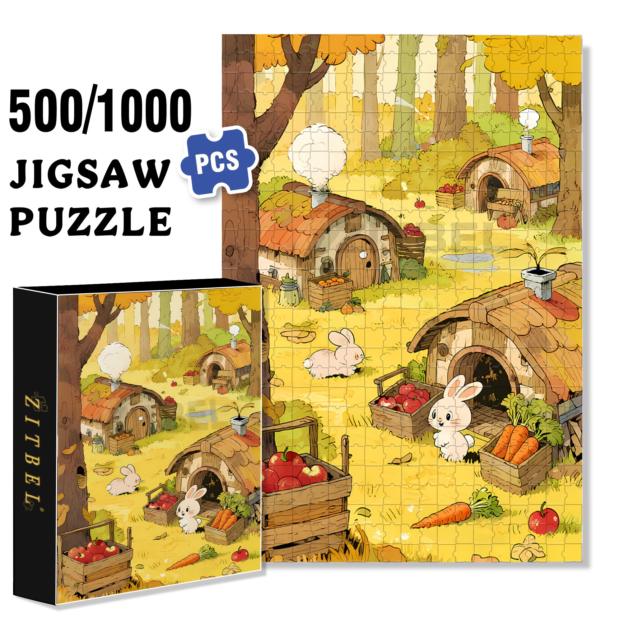 Rabbit Hole 500pcs/1000pcs Jigsaw Puzzle, Scratch-Resistant, Interactive Family Game & Brain-Boosting DIY Decor, Perfect for Halloween, Christmas & New Year Gifts, Family Puzzle Game