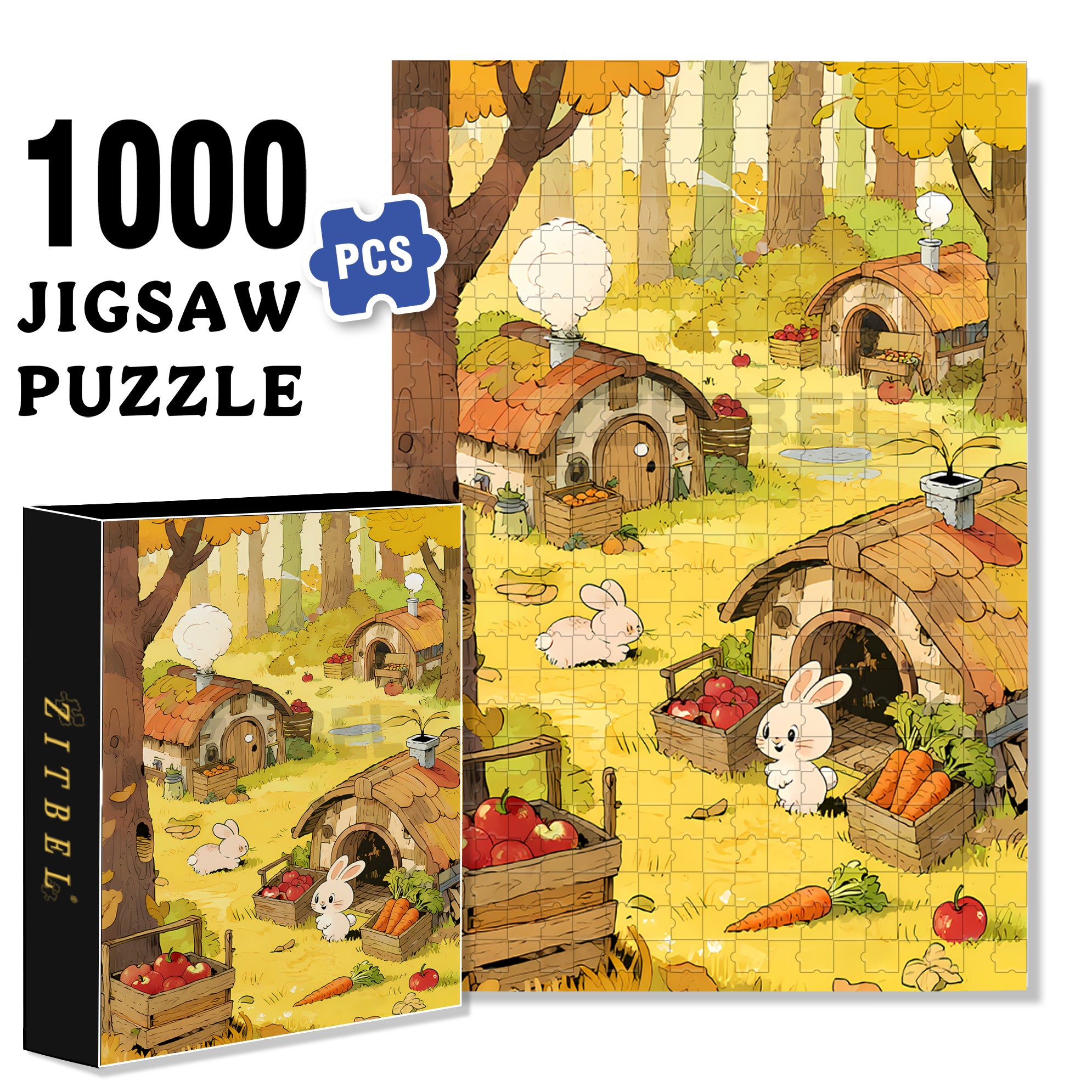 Rabbit Hole 500pcs/1000pcs Jigsaw Puzzle, Scratch-Resistant, Interactive Family Game & Brain-Boosting DIY Decor, Perfect for Halloween, Christmas & New Year Gifts, Family Puzzle Game