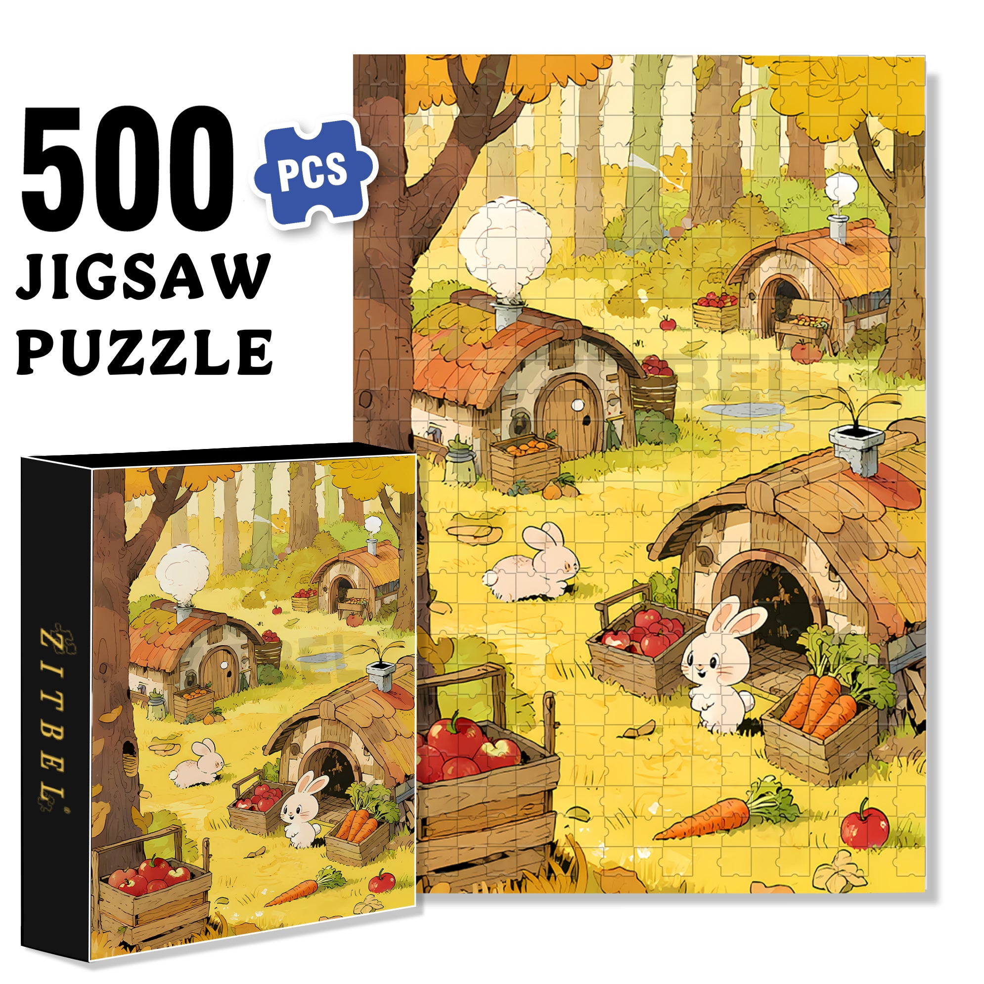Rabbit Hole 500pcs/1000pcs Jigsaw Puzzle, Scratch-Resistant, Interactive Family Game & Brain-Boosting DIY Decor, Perfect for Halloween, Christmas & New Year Gifts, Family Puzzle Game