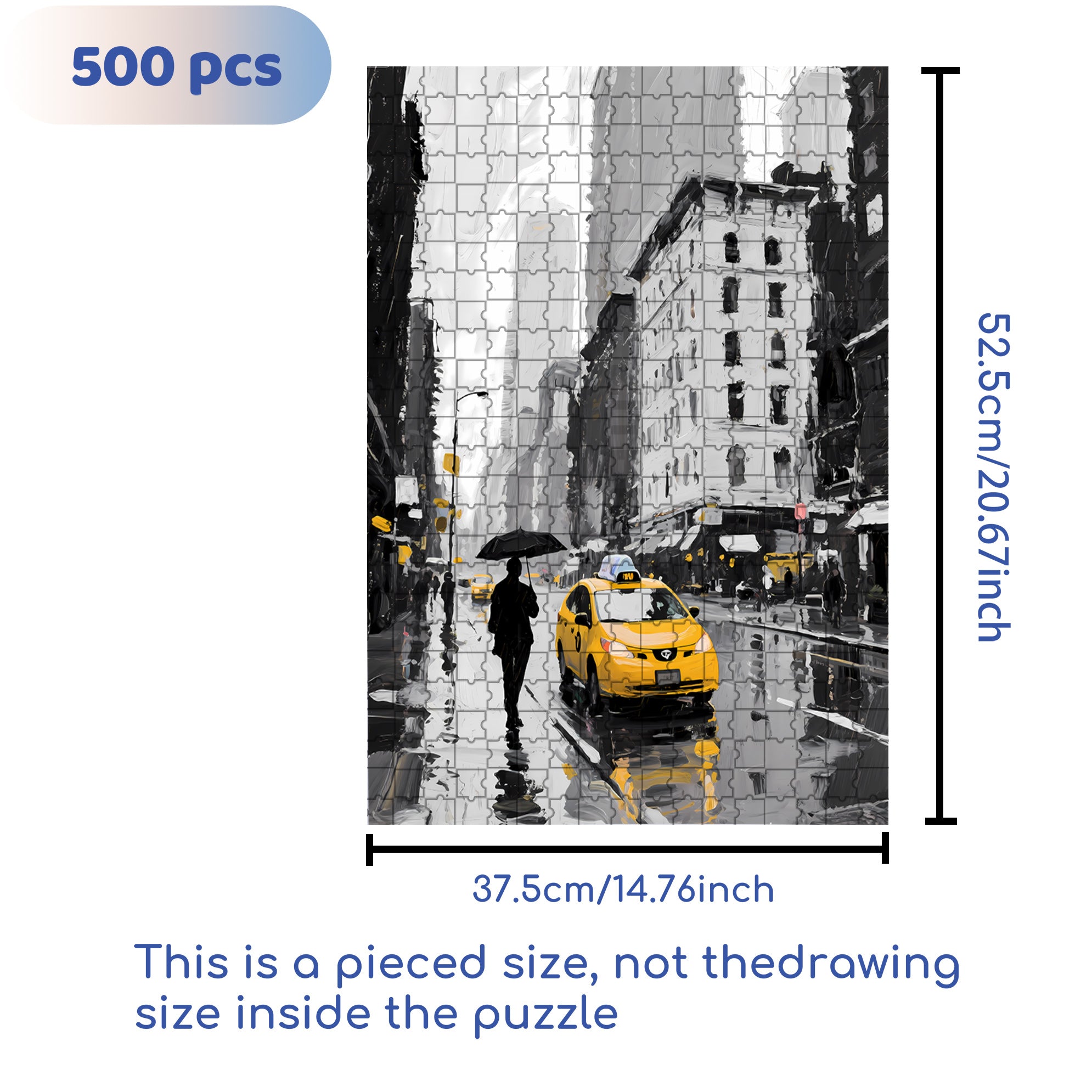 Rainy New York 500pcs/1000pcs Jigsaw Puzzle, Scratch-Resistant, Interactive Family Game & Brain-Boosting DIY Decor, Perfect for Halloween, Christmas & New Year Gifts, Family Puzzle Game