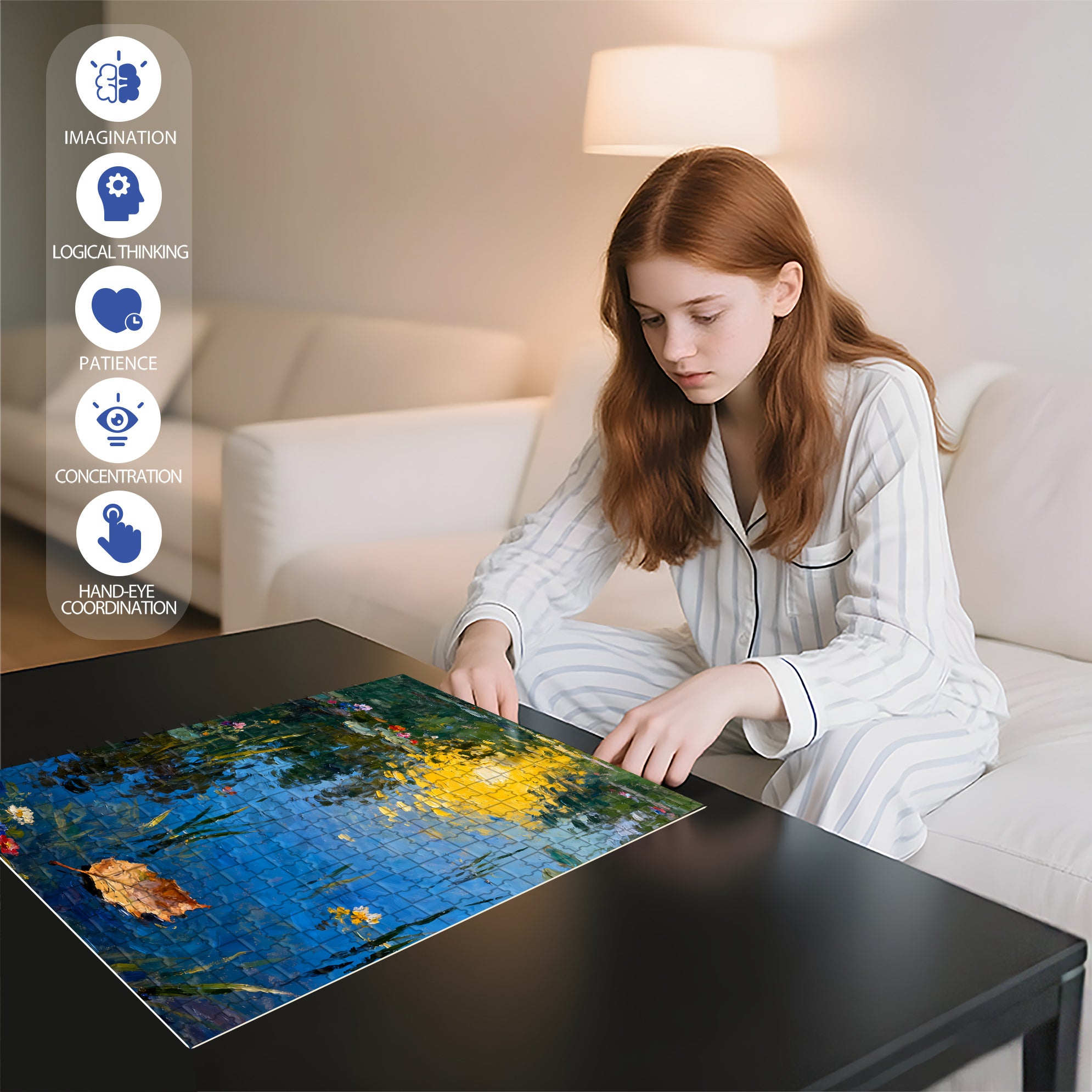 Ripple 500pcs/1000pcs Jigsaw Puzzle, Scratch-Resistant, Interactive Family Game & Brain-Boosting DIY Decor, Perfect for Halloween, Christmas & New Year Gifts, Family Puzzle Game