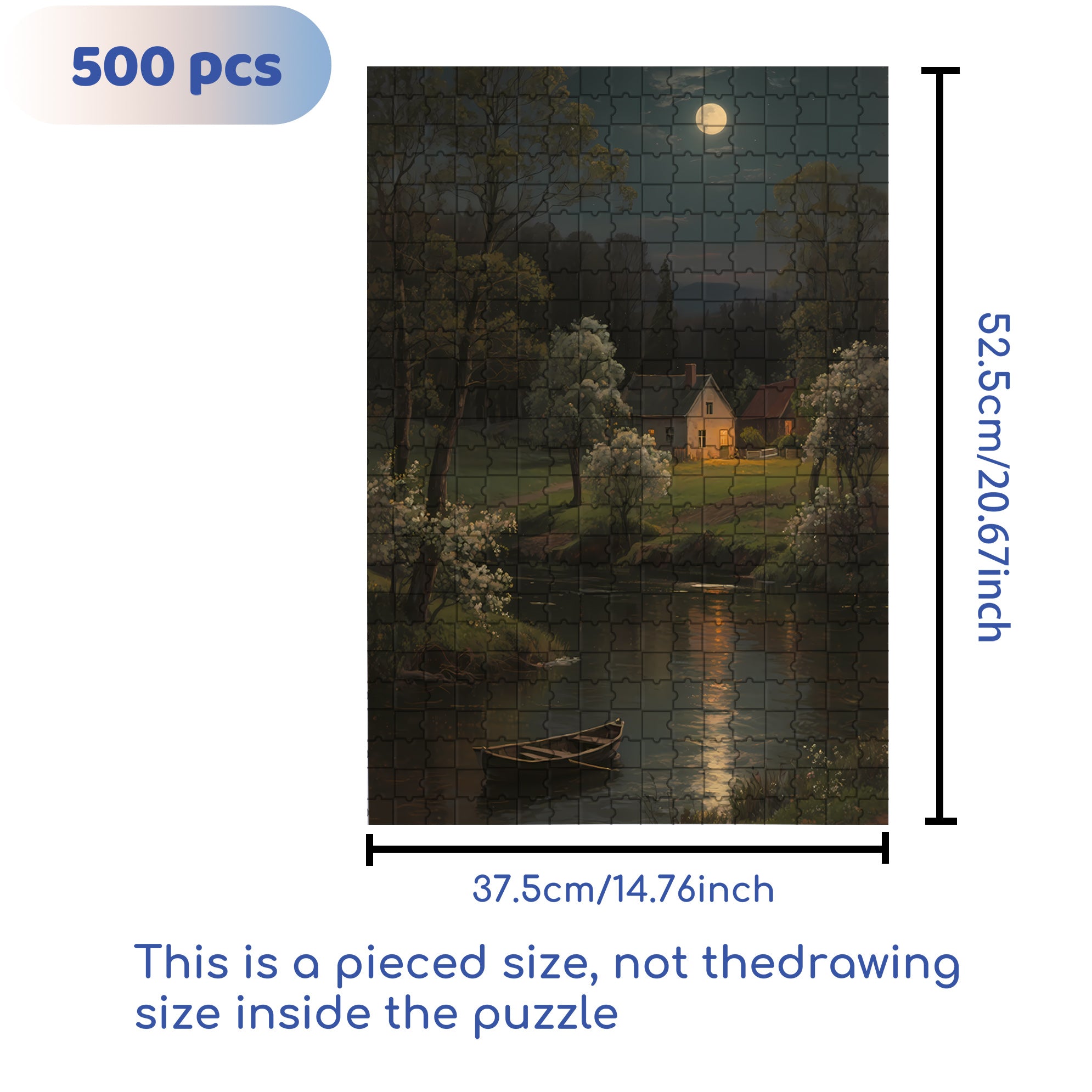 River 500pcs/1000pcs Jigsaw Puzzle, Scratch-Resistant, Interactive Family Game & Brain-Boosting DIY Decor, Perfect for Halloween, Christmas & New Year Gifts, Family Puzzle Game